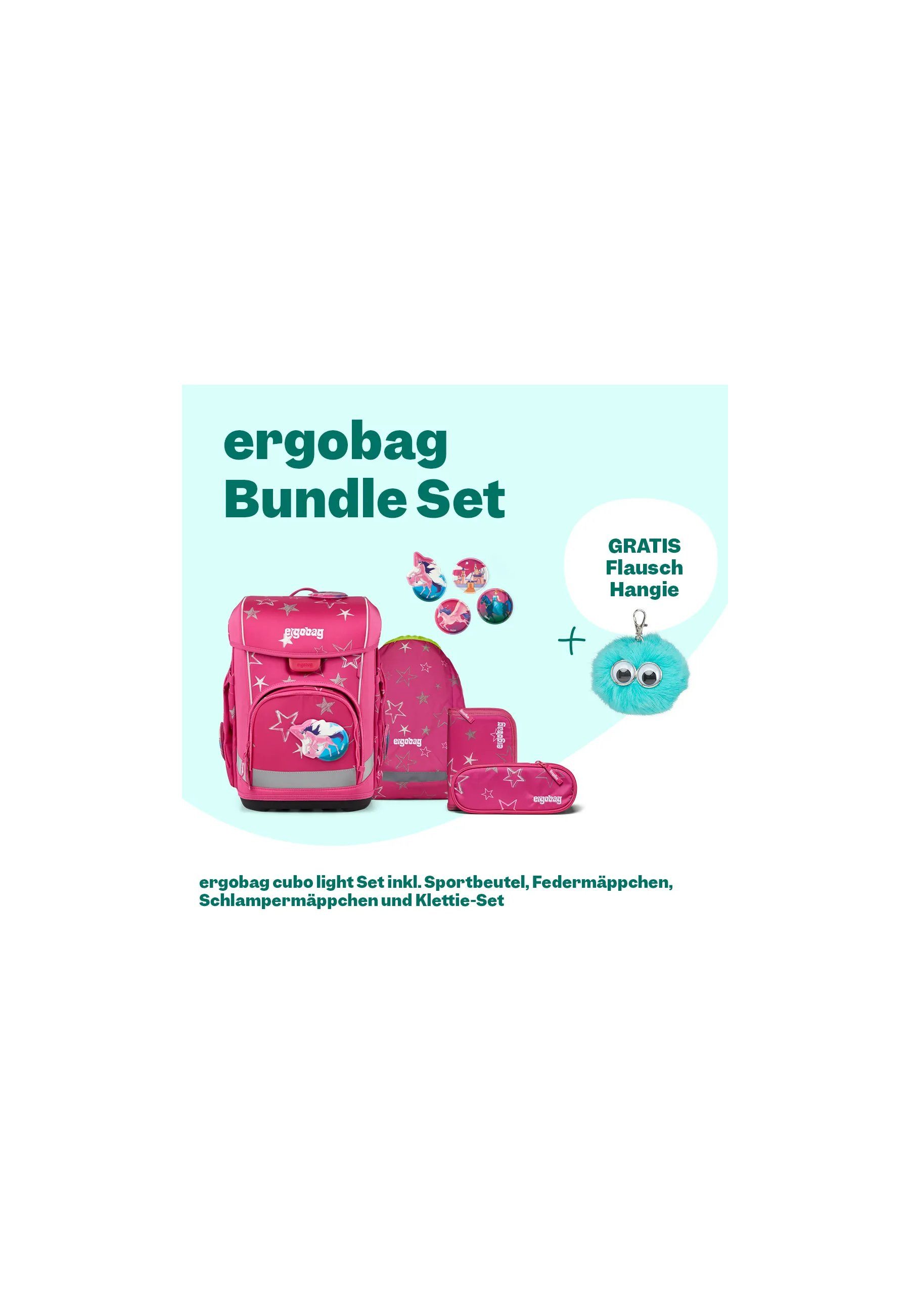 ergobag Schulranzen cubo light Bundle Set (5-tlg., 6-teiliges Set), wiegt nur 860g