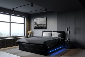 wonello Boxspringbett Denver, mit Bettkasten und LED Beleuchtung, inklusive Topper