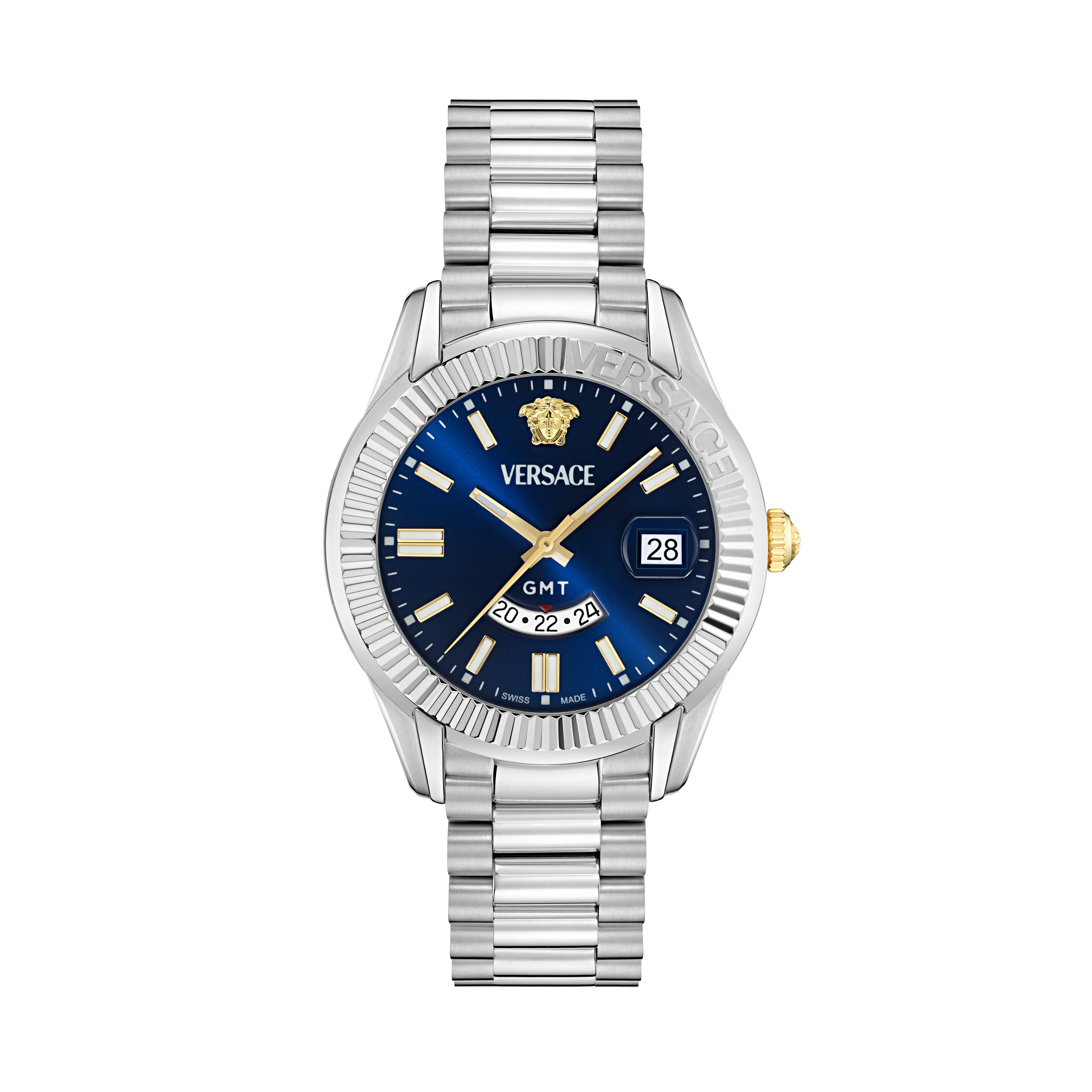 Versace Quarzuhr APODIS VE0U00125, Armbanduhr, Herrenuhr, Swiss Made, Edelstahlarmband, analog, GMT