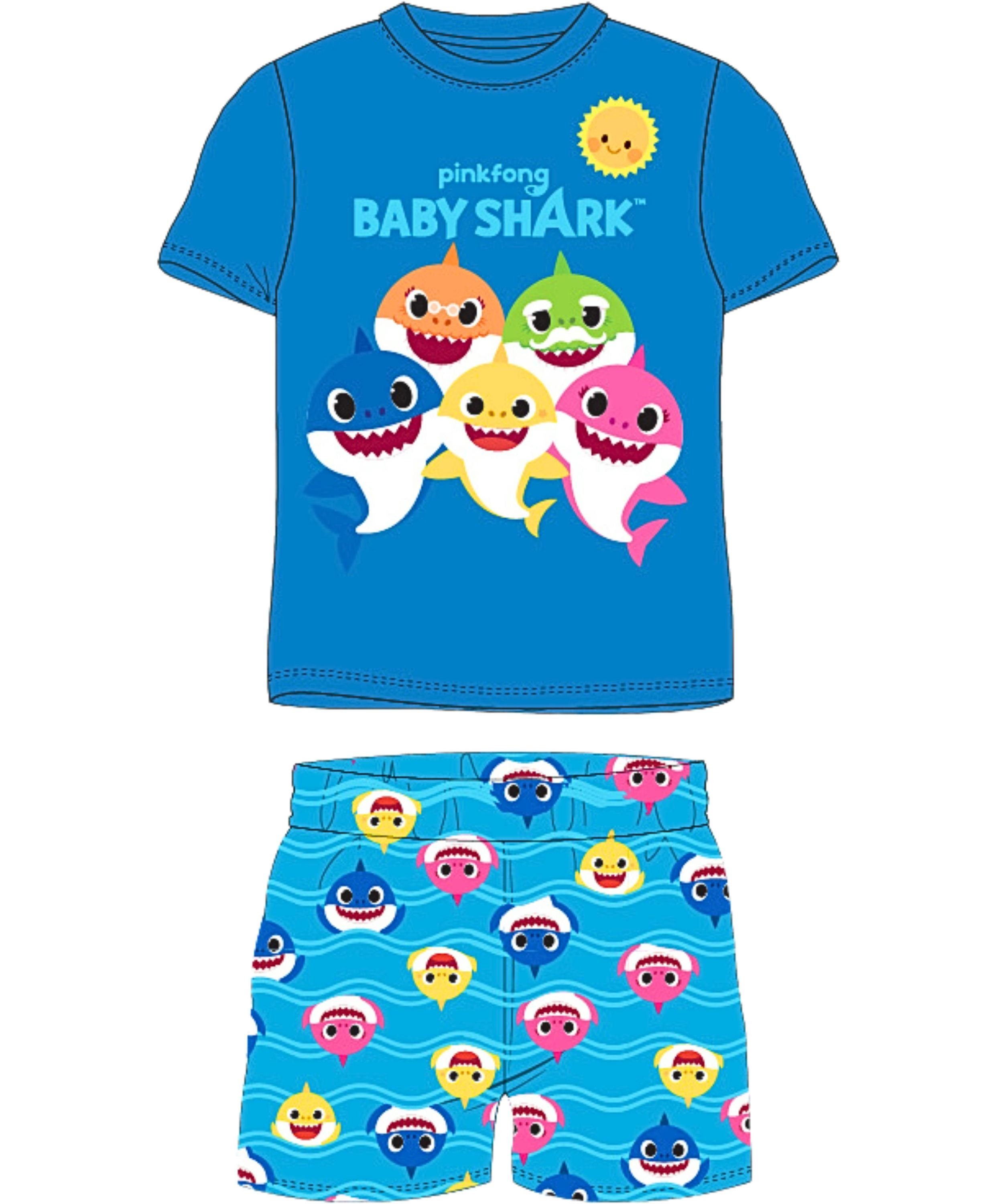 Baby Shark Schlafanzug (2 tlg) Kinder Pyjama Set kurz - Shorty Gr. 92-116 cm