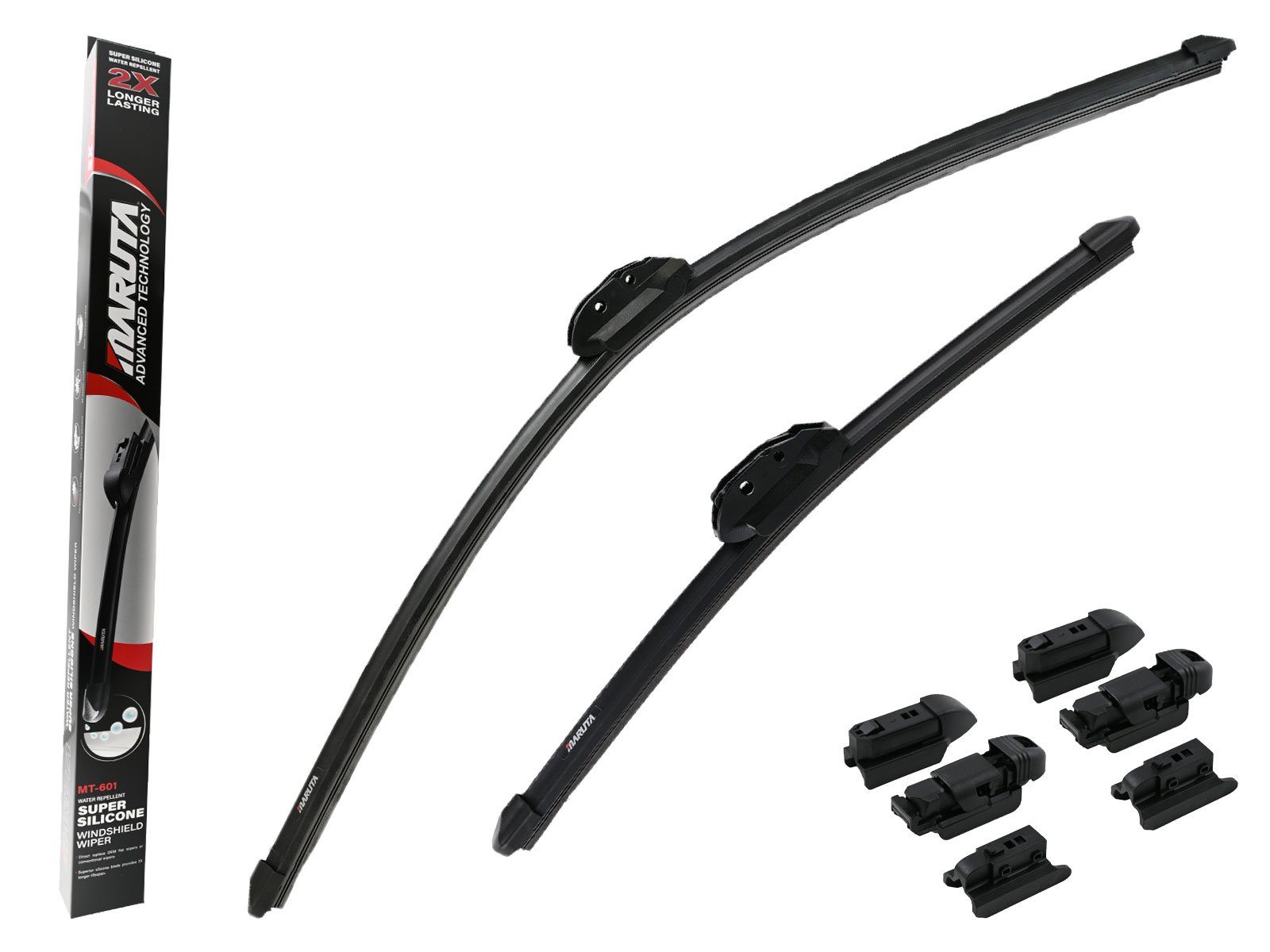 MARUTA Scheibenwischblätter FLAT WIPER SILICONE - Cross Platform, Frontscheibe, (Lotus Perl-Effekt Scheibenwischer SET 700mm / 400mm, universal, vorne, 700 mm - 400 mm), Lotus Perl-Effekt Scheibenwischer SET 700mm / 400mm, universal, vorne