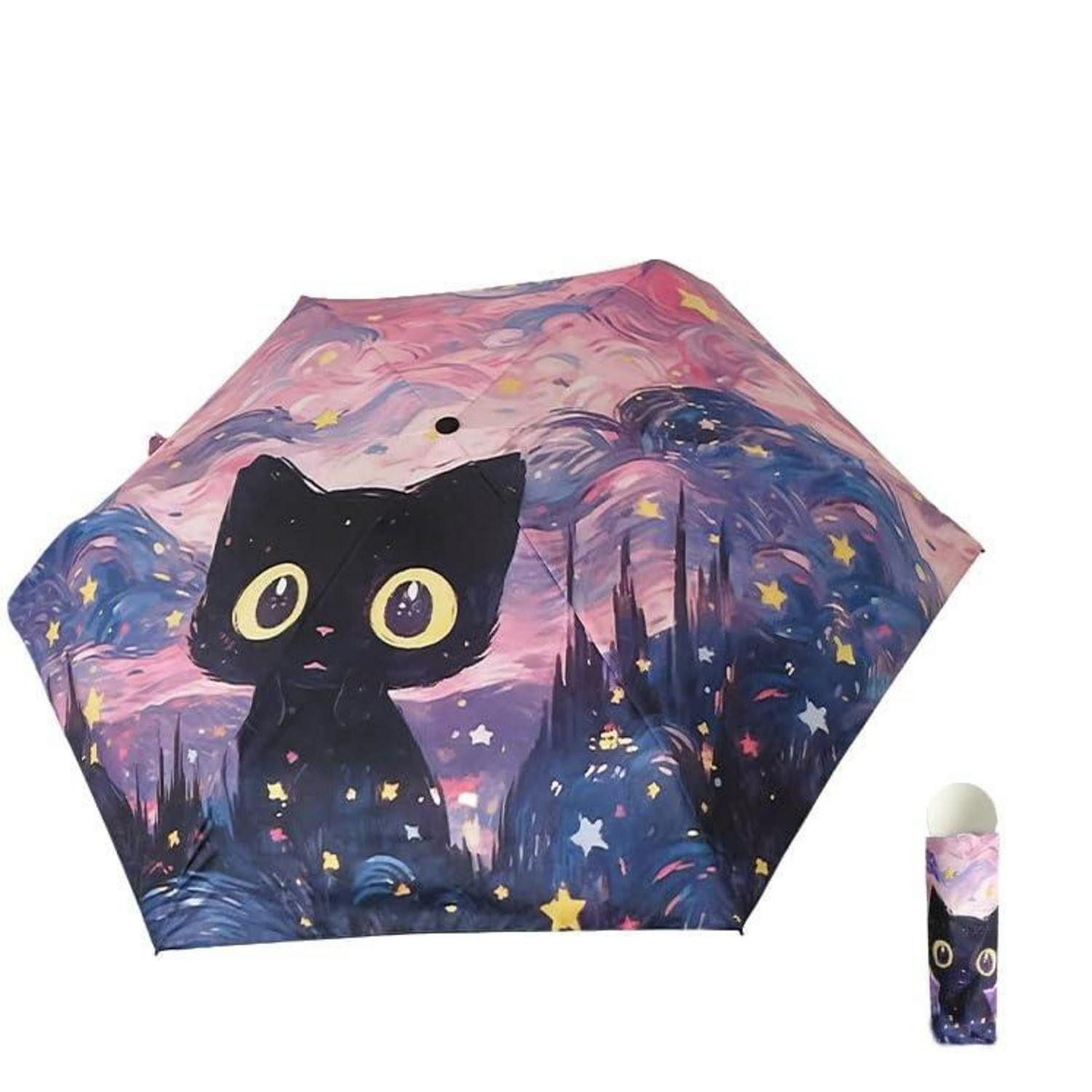 LuxusKollektion Taschenregenschirm Taschenschirm Katze UPF 50 Windfest