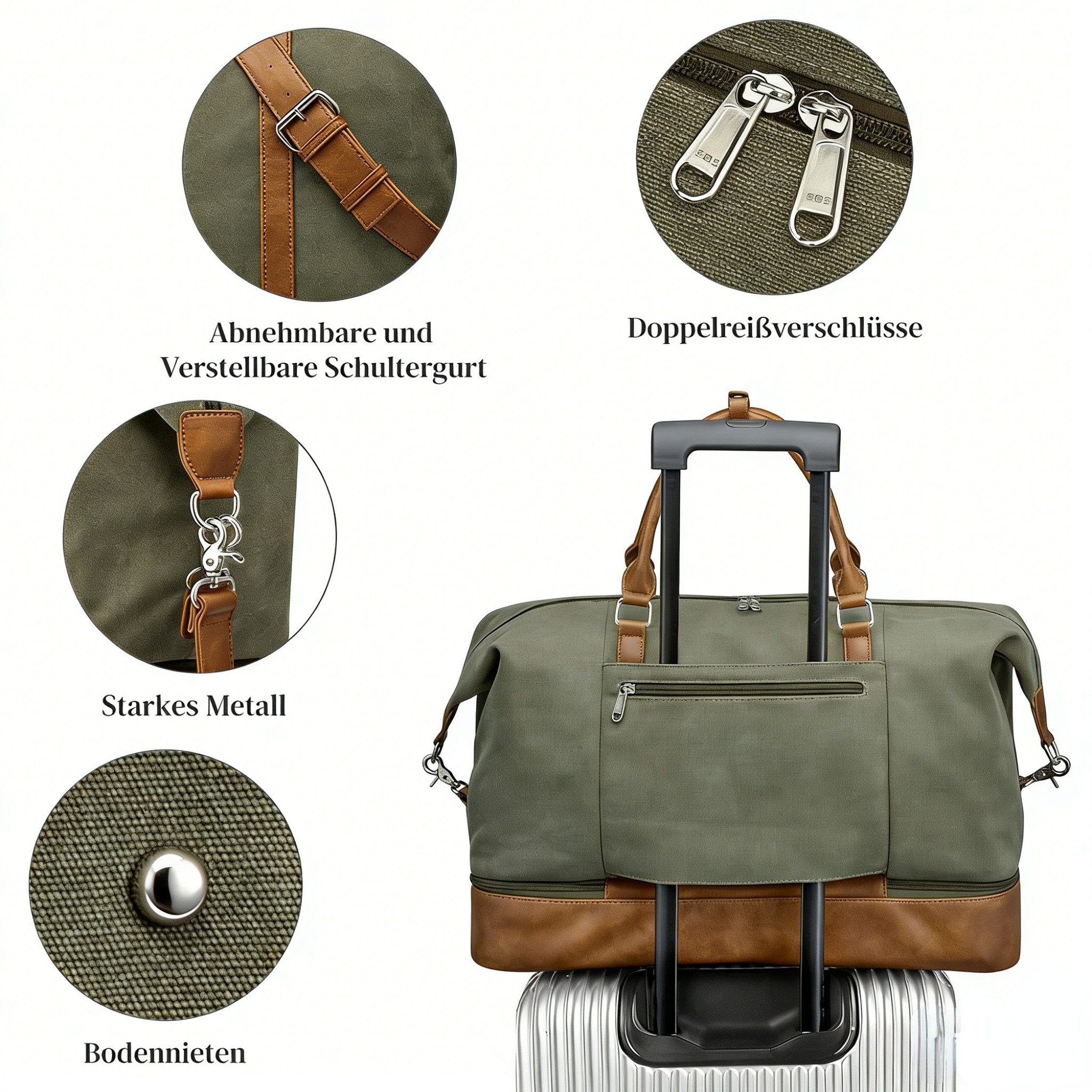 S-ZONE Reisetasche Weekender Reisetasche Tragetasche Freizeittasche Gymbag, Hängekoffer Reisetaschen mit Schuhfach für Damen und Herren – Bild 3 von 5