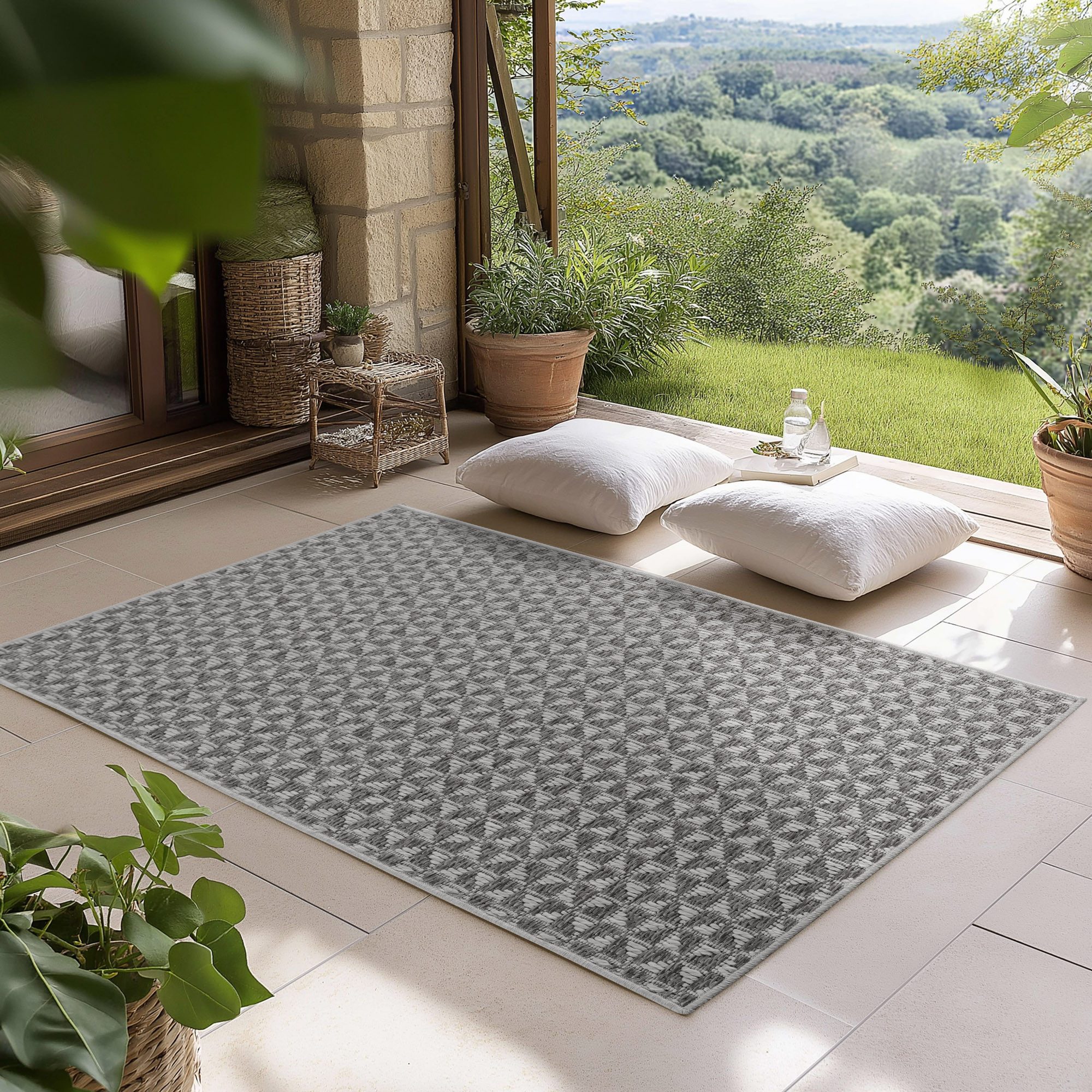 Carpettex Outdoorteppich Boho Design, Läufer, Höhe: 5 mm, Outdoor Teppich Wetterfest Modern Design Wohnzimmer Küchen Terrasse