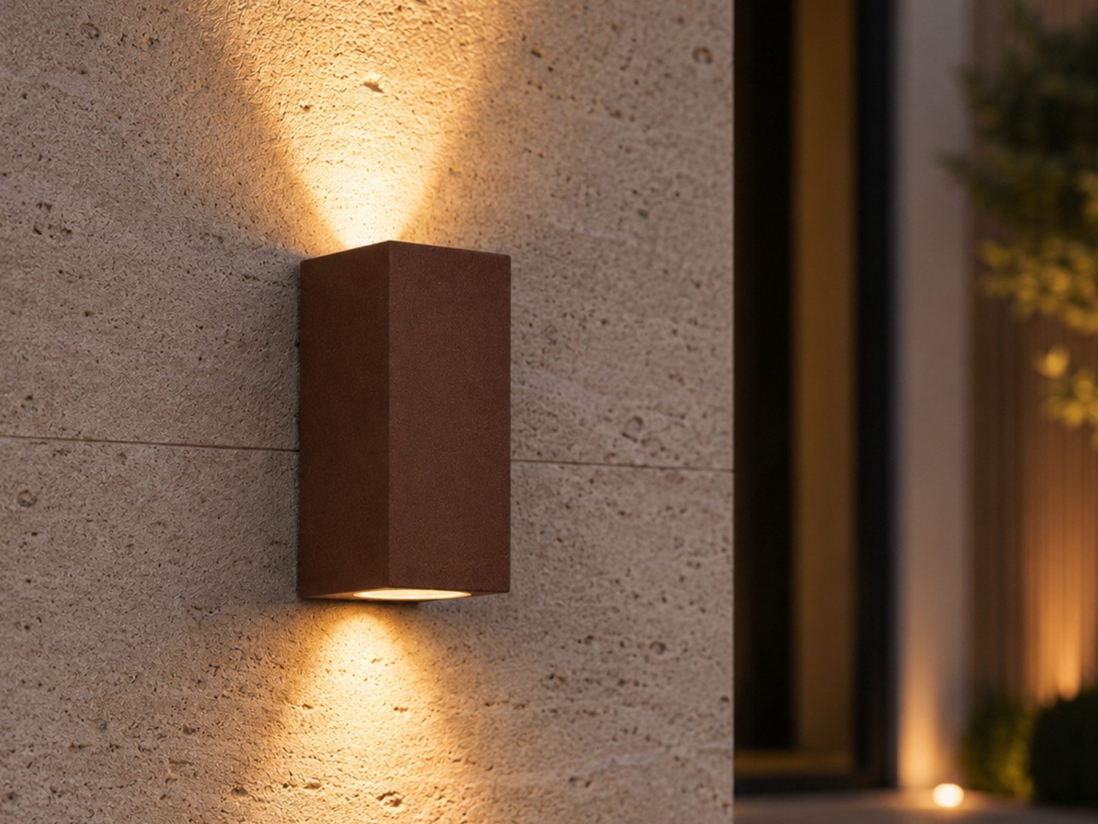 TRIO Leuchten LED Außen-Wandleuchte up and Down Rostoptik, Höhe 15cm, LED wechselbar, warmweiß, Wand Außenleuchte, Fassadenbeleuchtung Hauswand Haustür mit GU10 LED