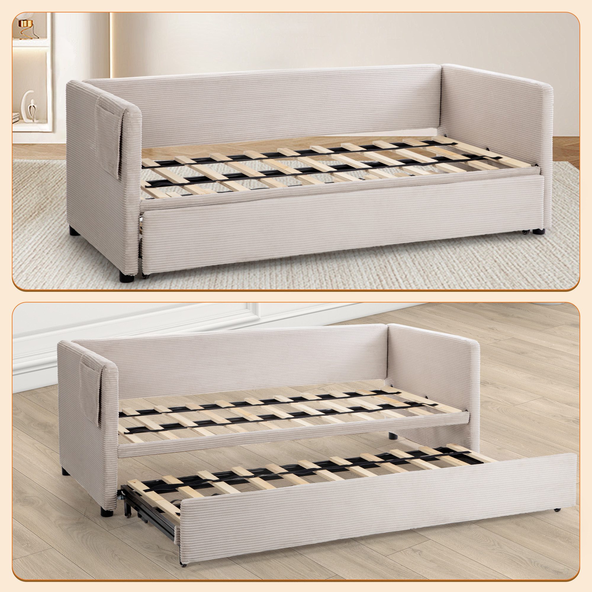 HOMYEDAMIC Schlafsofa Schlafsofa Doppelbett Schlafsofa 2-Sitzer Sofa Couch, 10 cm Schaumstoffmatratze 172 x 187 cm