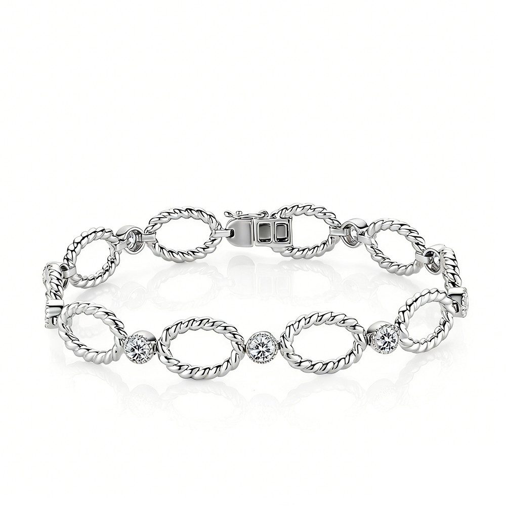 Sternvoll Armreif Gedrehtes ovales Gliederarmband aus 18 Karat Gold, 18K/ 750er massives Gold