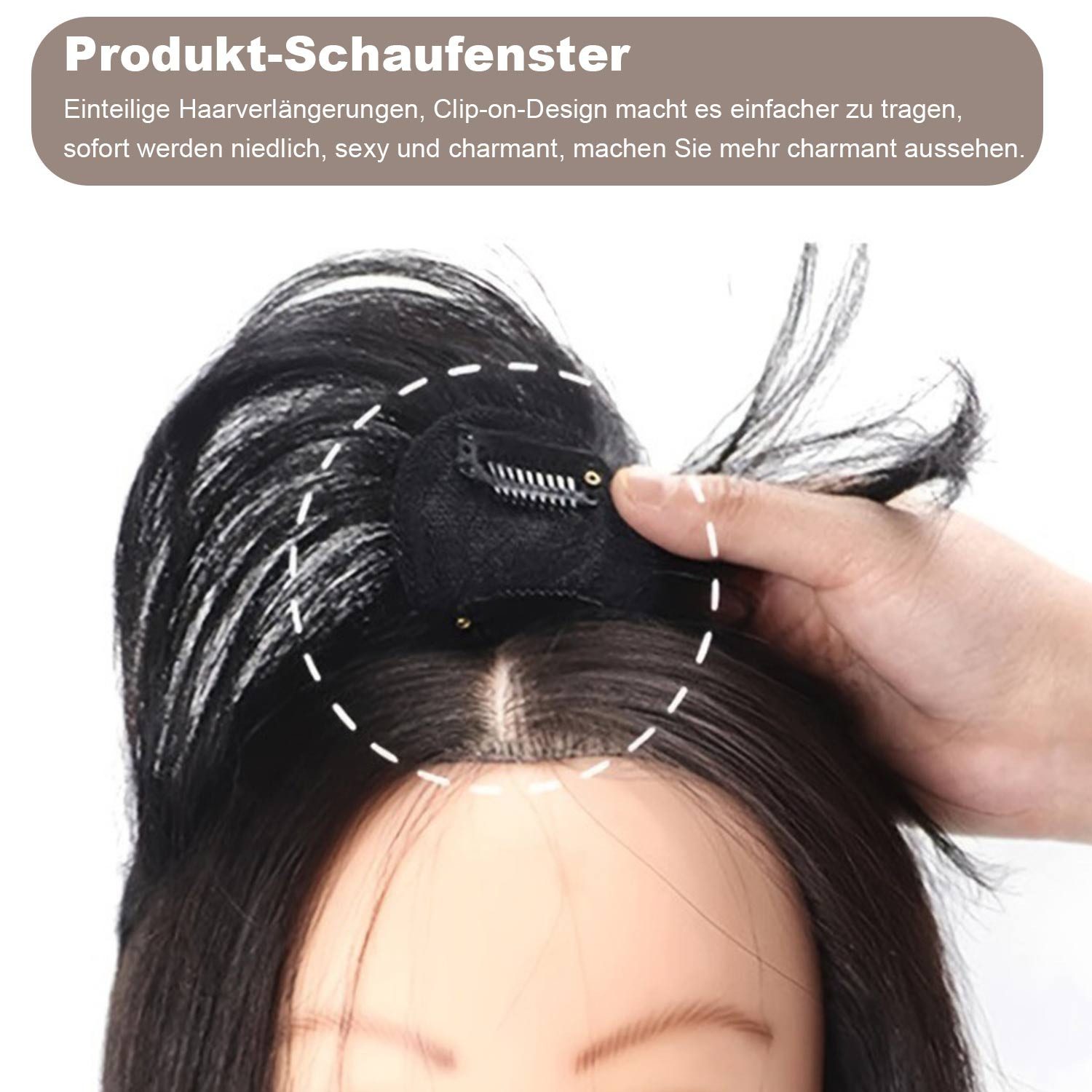 Refttenw Kunsthaarperücke 3D Air Bangs Haarteil Mini-Haarteil mit Pony, zum Anklipsen, 20CM 3D Air Pony Extension mit Haarscheitel