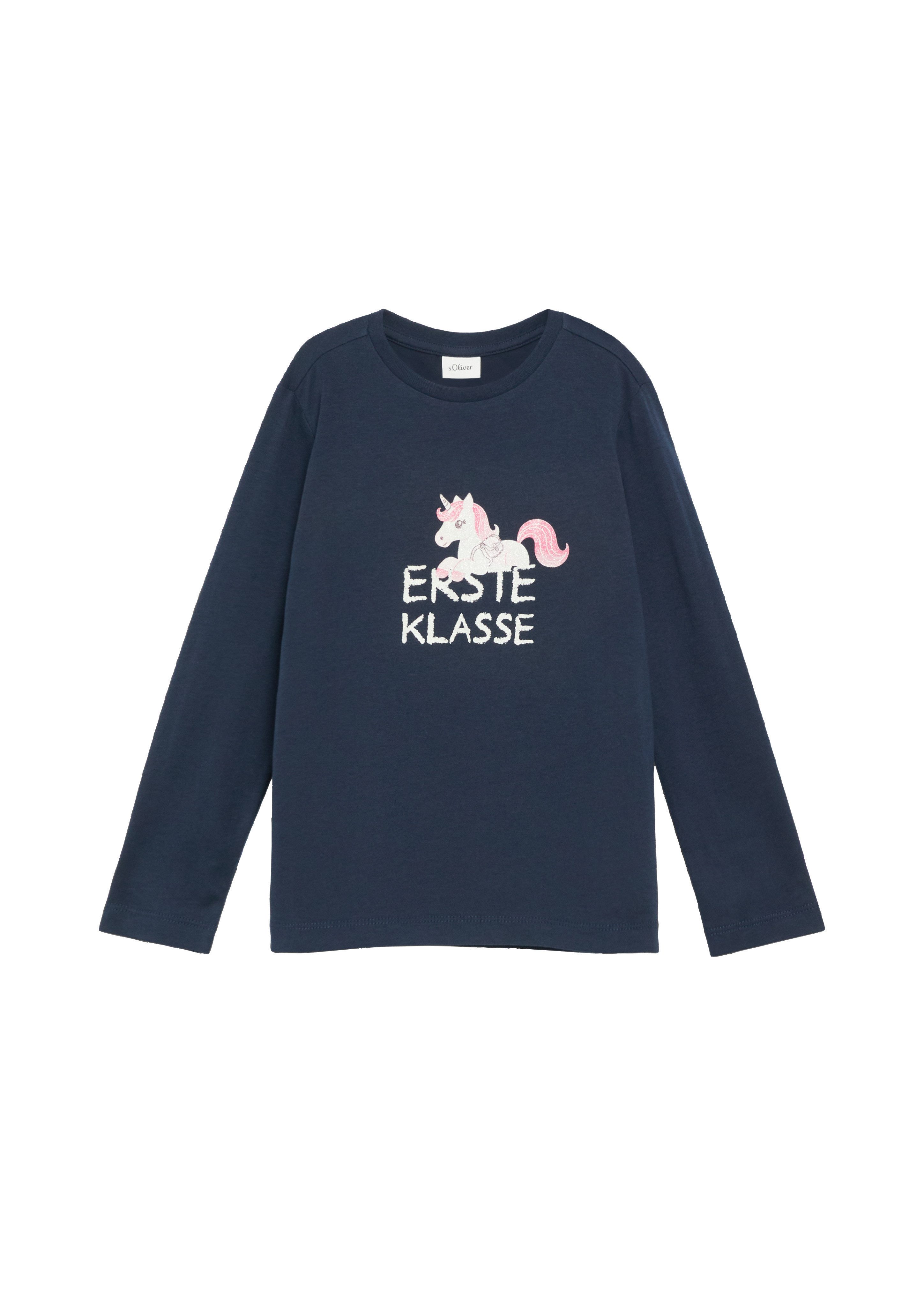 s.Oliver Junior Langarmshirt mit Print für den Schulanfang / Boys und Girls