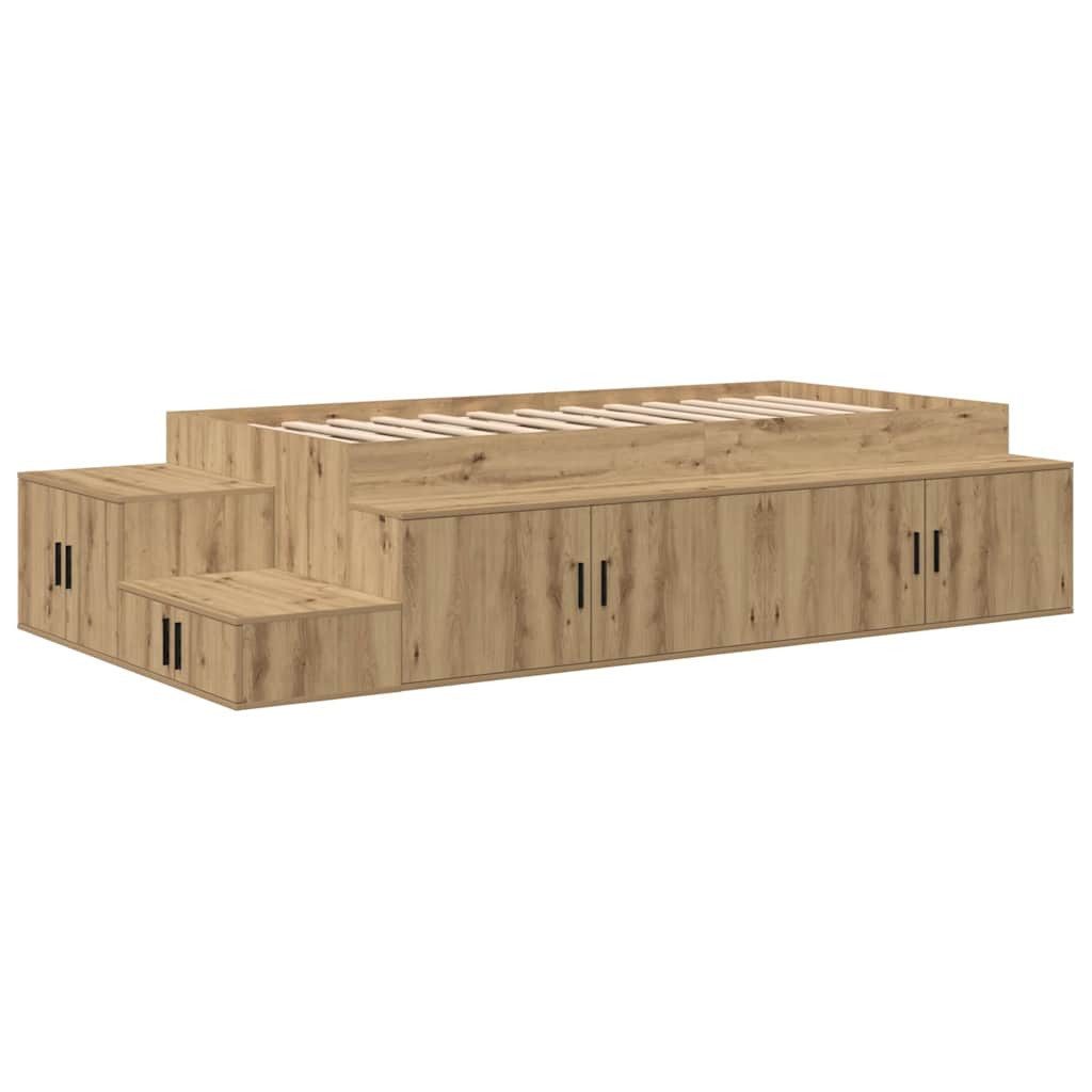 vidaXL Bett Aufbewahrungsbettgestell Artisan-Eiche 75 cm Holzwerkstoff (1-tlg)