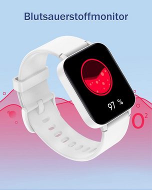 HUAKUA für Damen und Herren Touch Screen Fitness Smartwatch (1,69 Zoll, Android iOS), mit SpO2-Überwachung Puls SchlafmonitorSchrittzählerMultiTrainingsmodi