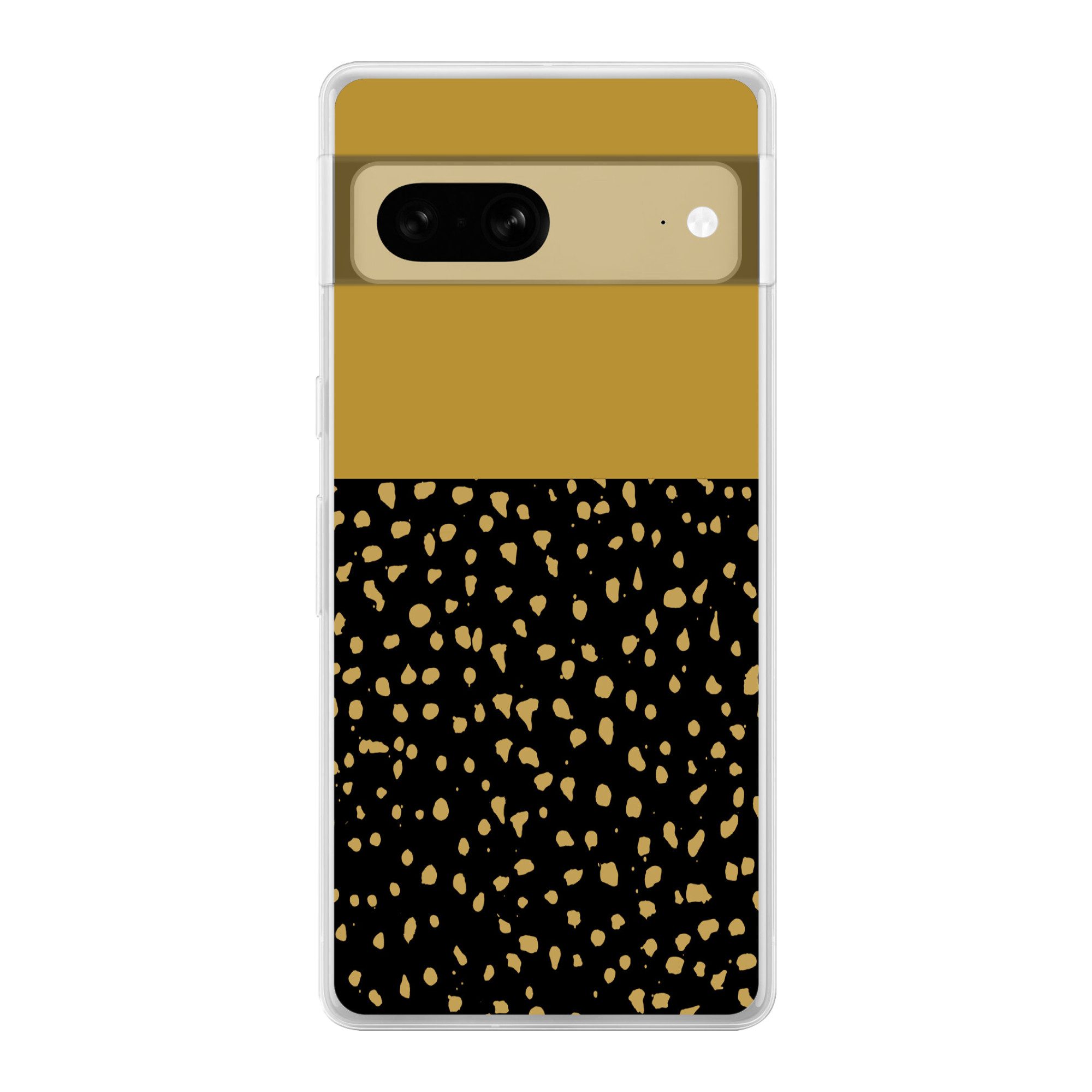 MuchoWow Handyhülle für Google Pixel 7 Polka dots - Ockergelb - Schwarz, Phone Case, Silikon, Schutzhülle Dünn