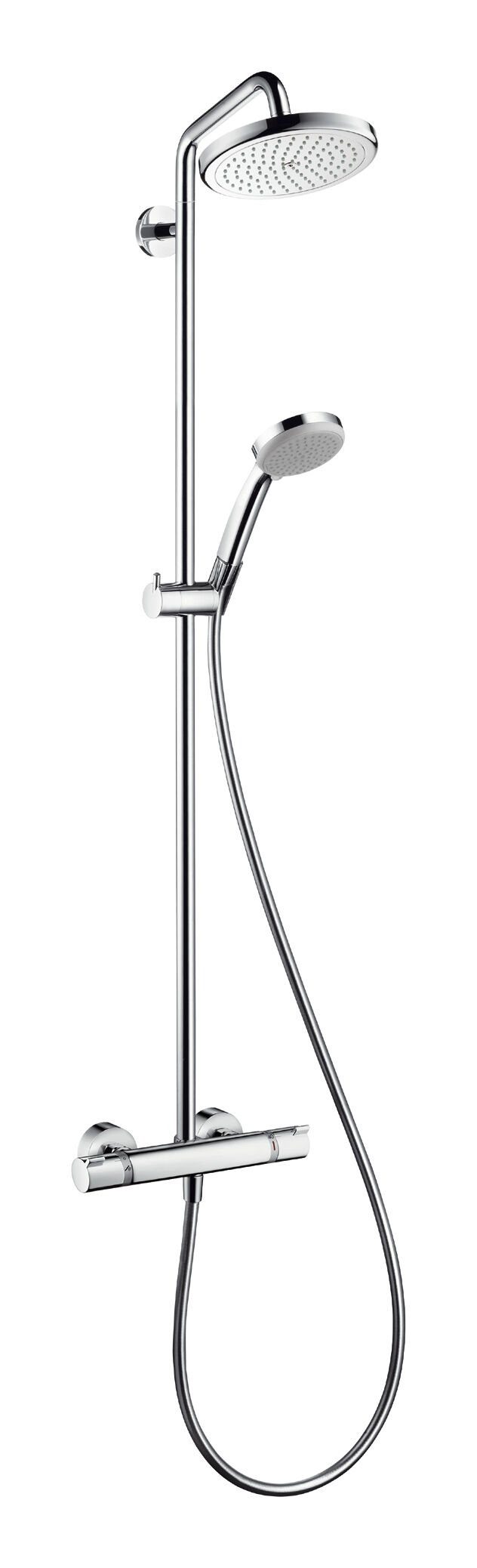 hansgrohe 121.3 Croma mit Chrom - Höhe Duschsystem Showerpipe, Thermostat 1jet cm, 220