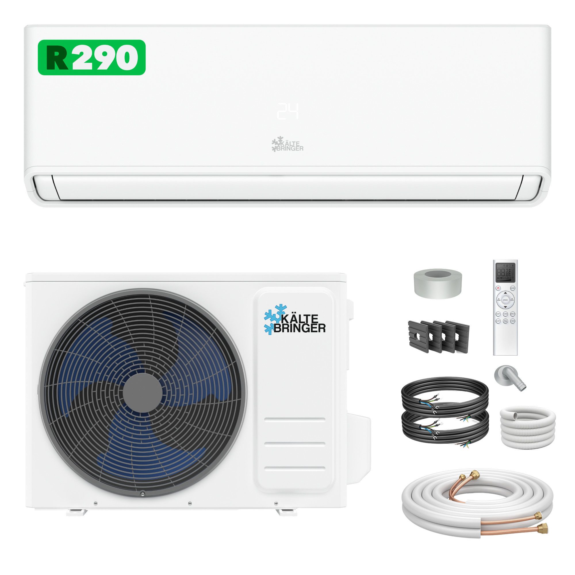 Kältebringer Split-Klimagerät R290 A+++, R290 Split Klimaanlage, 12000 BTU (3,7 kW), Kühlen & Heizen, Set