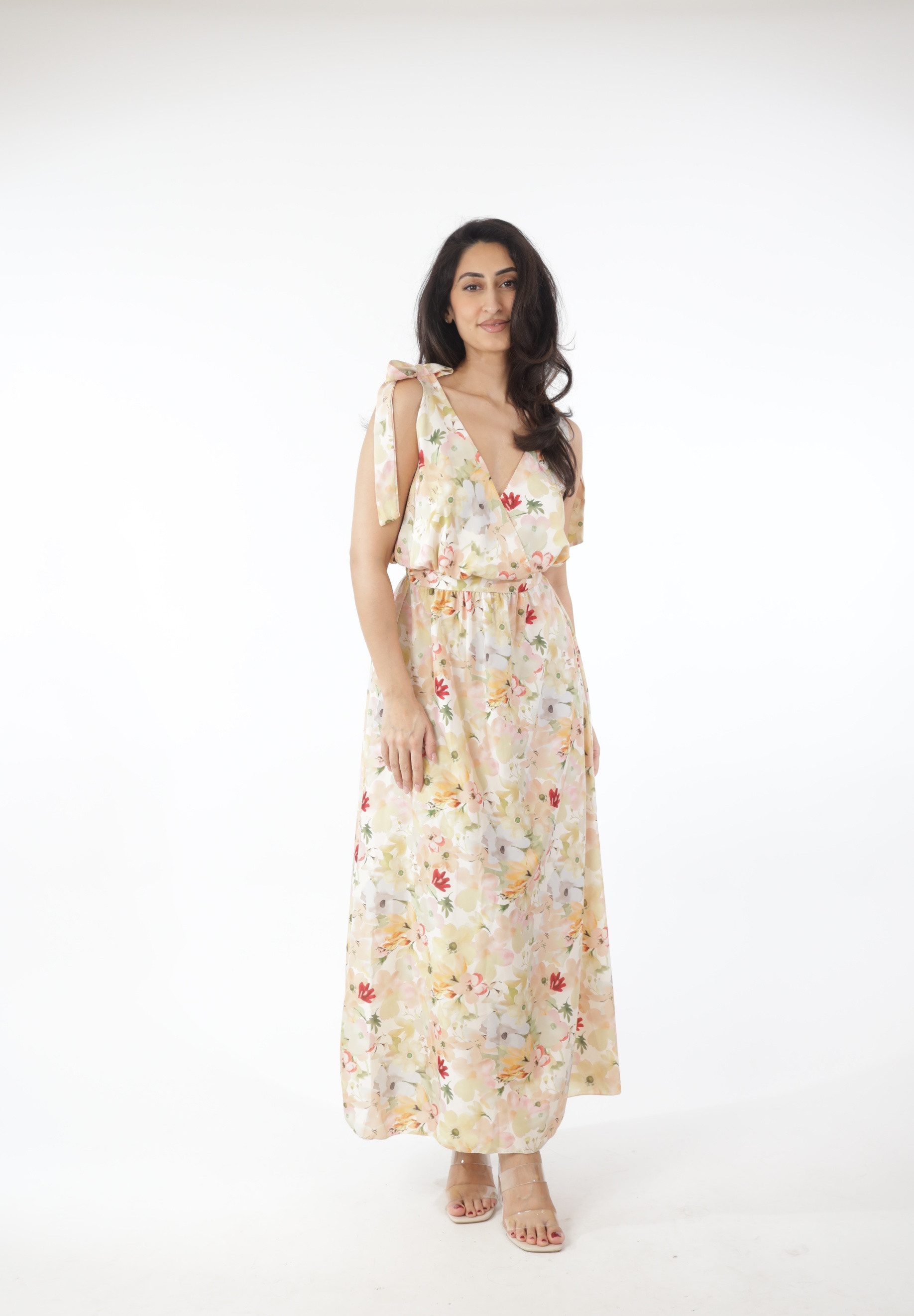Sommerkleid Damen Maxikleid mit Wickelausschnitt – Sommerkleid