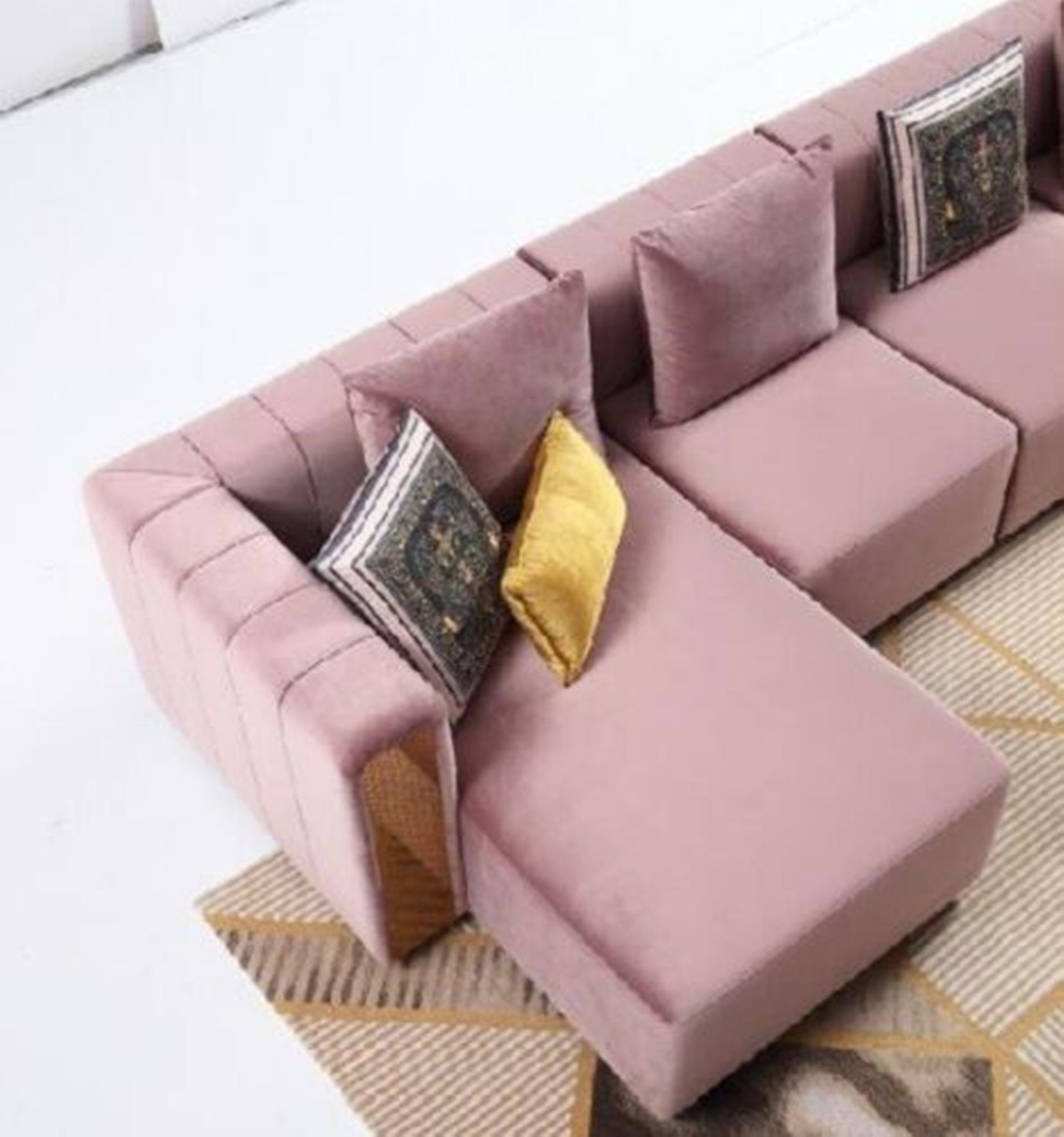 Neu, Edelstahlelemente Europe JVmoebel Rosa Made luxus Sofa Eck-Couch Ecksofa in L-Form Moderne