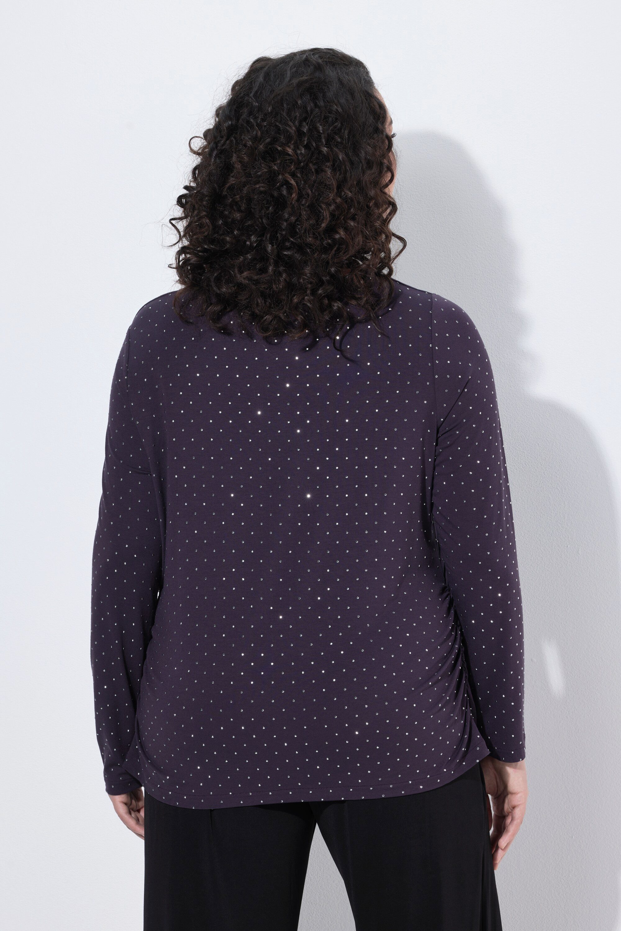 Ulla Popken Longsleeve Shirt Ziersteine Slim Wasserfall-Ausschnitt – Bild 3 von 4