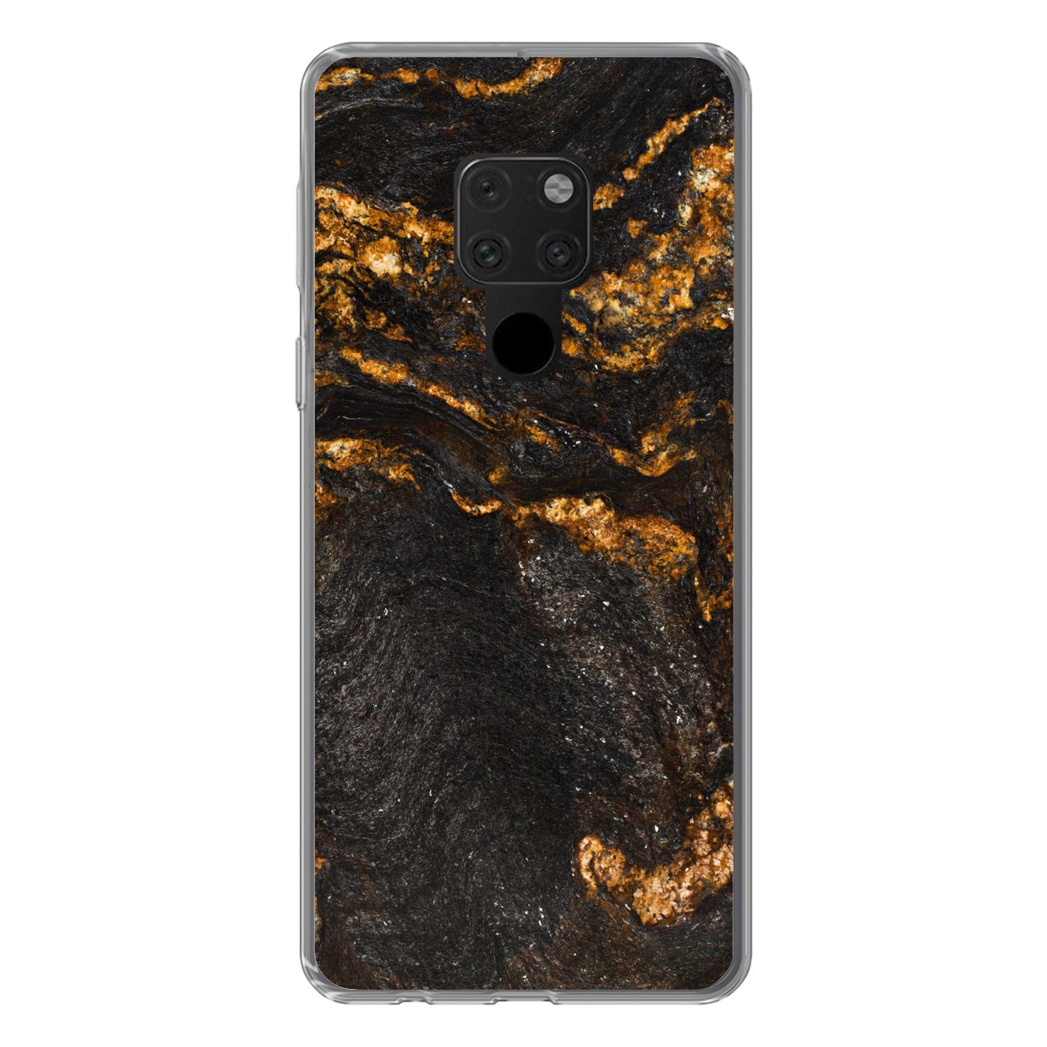 MuchoWow Handyhülle für Huawei P40 Lite Marmor - Limette - Schwarz - Gold - Marmoroptik -, Handy Case, Silikon, Bumper Case Dünn