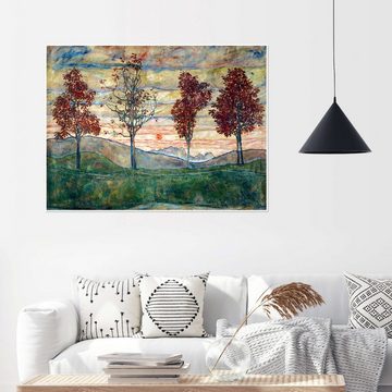 Posterlounge Poster Egon Schiele, Vier Bäume, Wohnzimmer Malerei