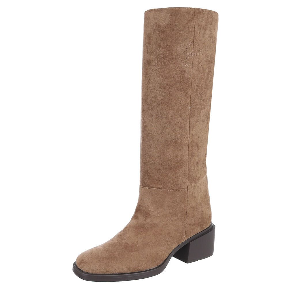 Ital-Design Damen Stiefel hoher Schaft Blockabsatz elegant Stiefel (92299686) Blockabsatz Stiefel in Hellbraun