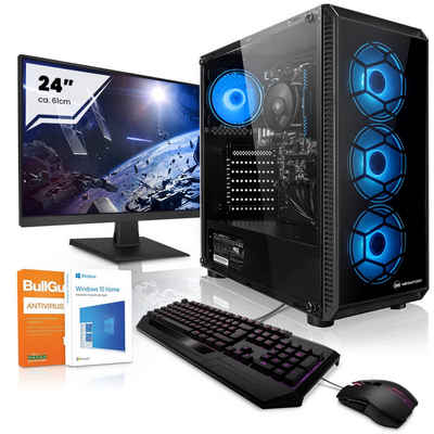 Megaport Gaming-PC-Komplettsystem (24", AMD Ryzen 3 2100GE 2x 3.20GHz, AMD Vega 3 integriert, 8 GB RAM, 240 GB SSD, Windows 10)