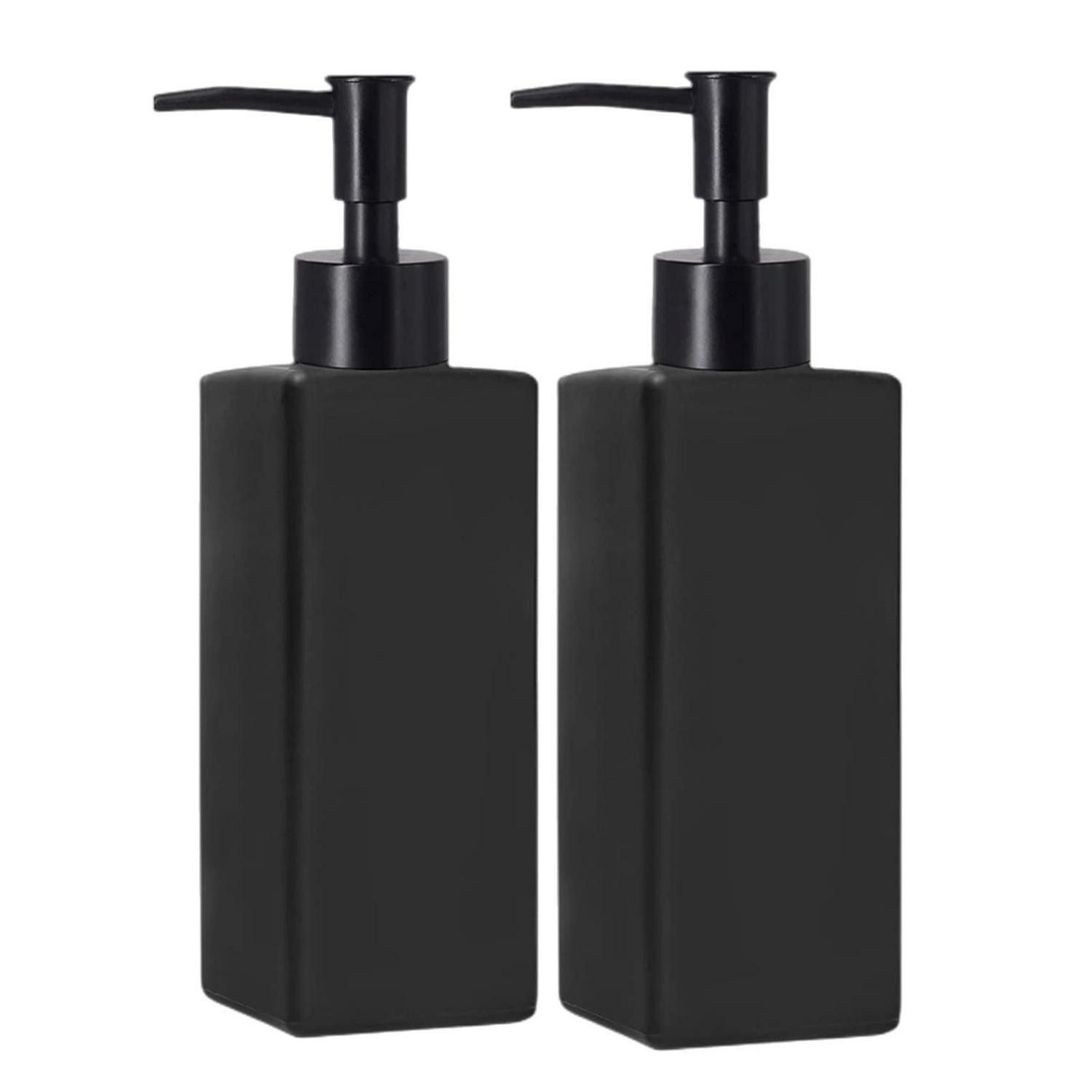 LuxusKollektion Seifenspender Seifenspender Glas Schwarz 2er-Set