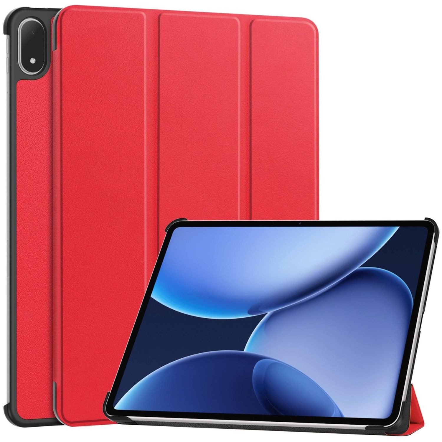 Wigento Tablet-Hülle Für OnePlus Pad 2 Pro / Pad 3 3folt Wake UP Smart Tasche Hülle Rot, 3-Fach Halterung, Kratzfest, Leicht
