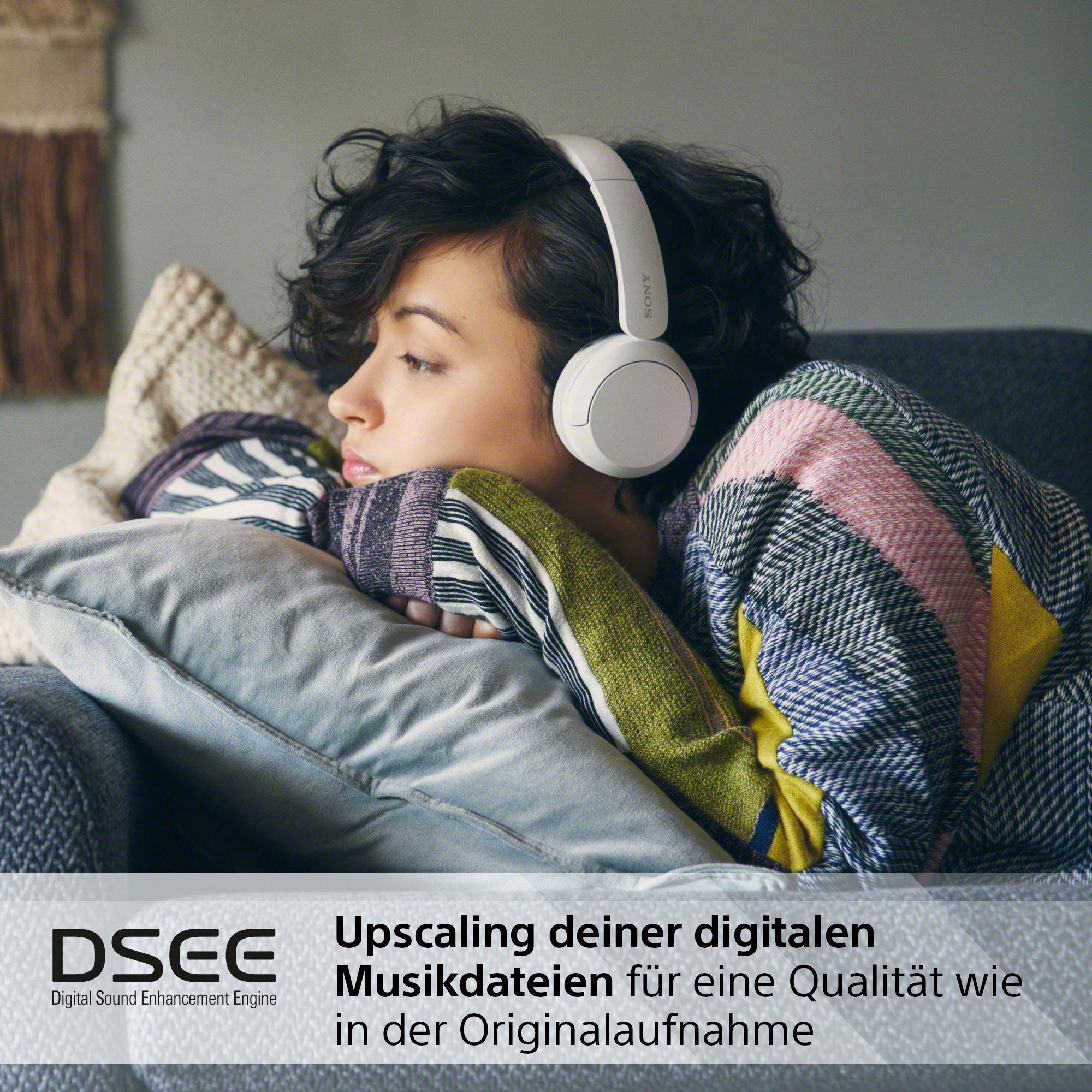 Sony WHCH520 On-Ear-Kopfhörer (Freisprechfunktion, Assistant, Std. 50 Bluetooth, Rauschunterdrückung, Google Weiß Siri, Akkulaufzeit)