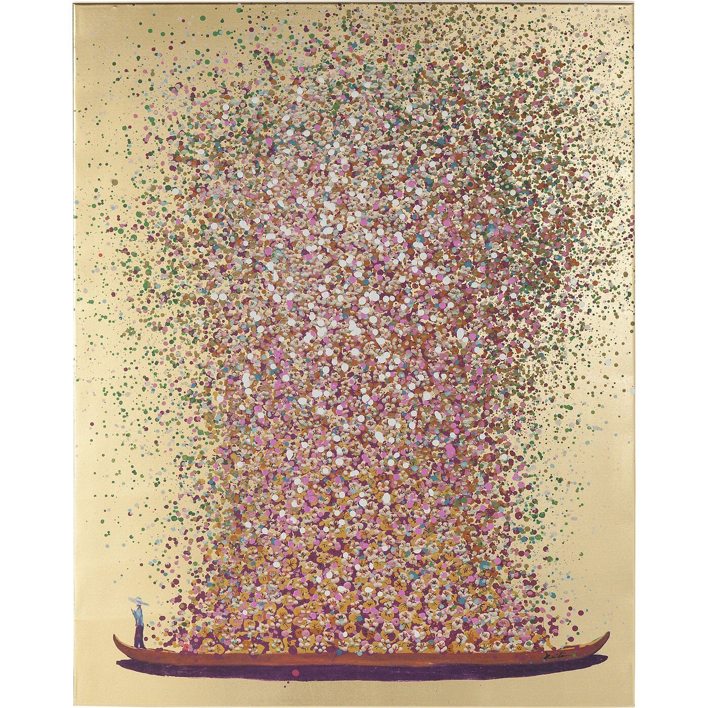 Kare Design Leinwandbild Flower Boat, handgemalte Details, 120x160 cm
