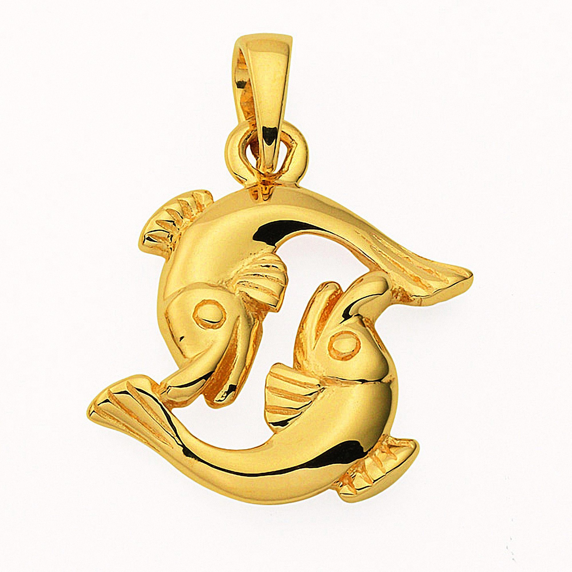 Adelia´s Kette mit Anhänger 585 Gold Sternzeichen Anhänger Fisch, Schmuckset - Set mit Halskette | Ketten mit Anhänger