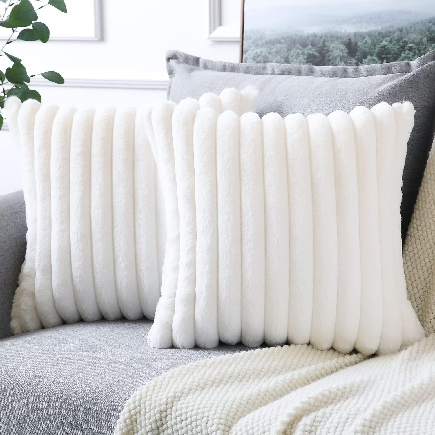 MODFU Kissenbezüge 2er Set Kissenbezug Kissenhülle Kopfkissenbezug Kissen Bezug Weich, (2 Stück), 50x50 cm Sofakissen Couchkissen Bezug Sofa Schlafzimmer Reißverschluss