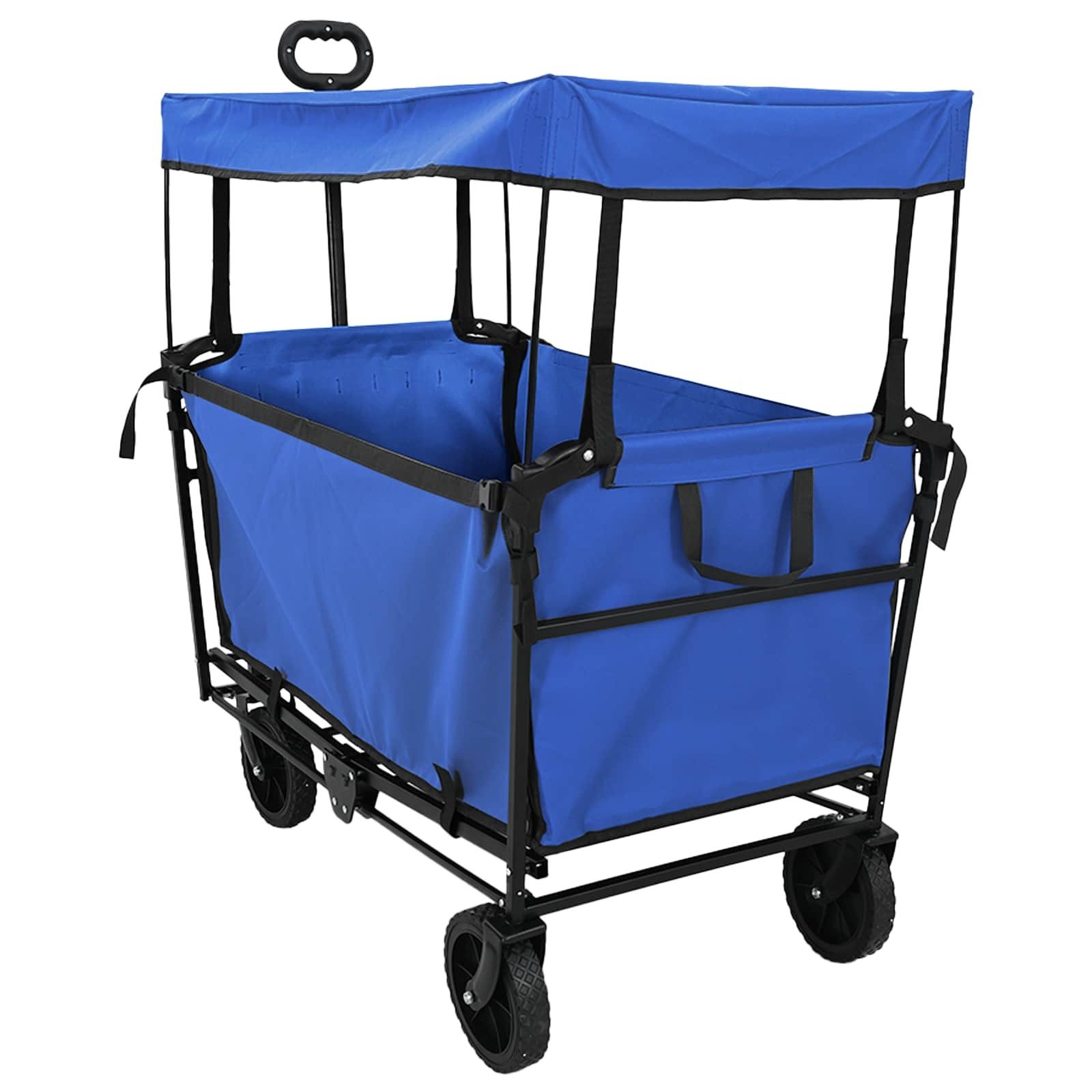 vidaXL Rollwagen Faltbarer Einkaufswagen mit Bremsen Schwarz 105 x 56,5 x 116 cm, (1 St)