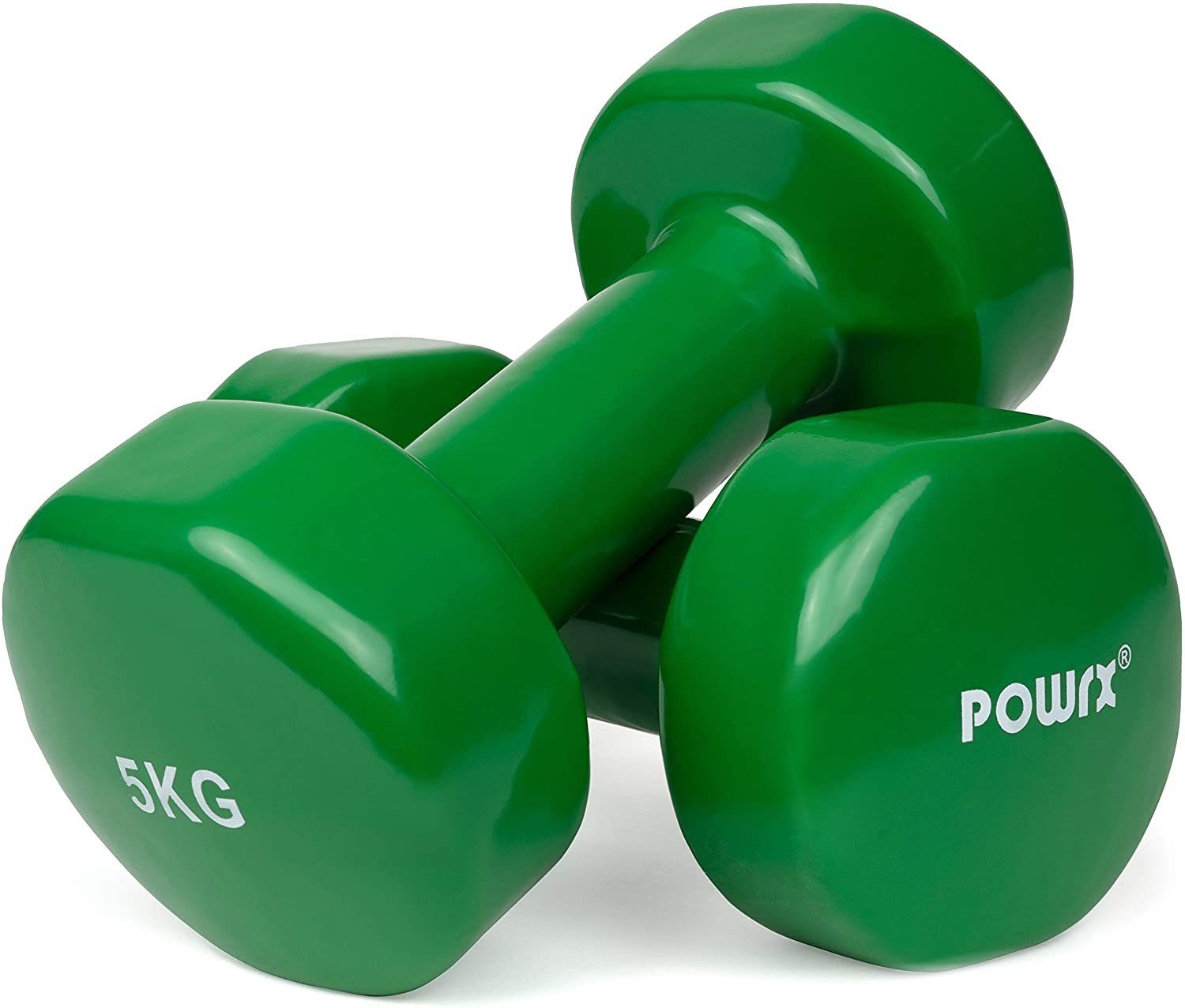 x (2 Gymnastikhantel POWRX Grn (2X4Kg) 4kg, Gymnastik/Aerobic/Pilates Paar Vinyl-Hanteln grün) 0,5-10kg,