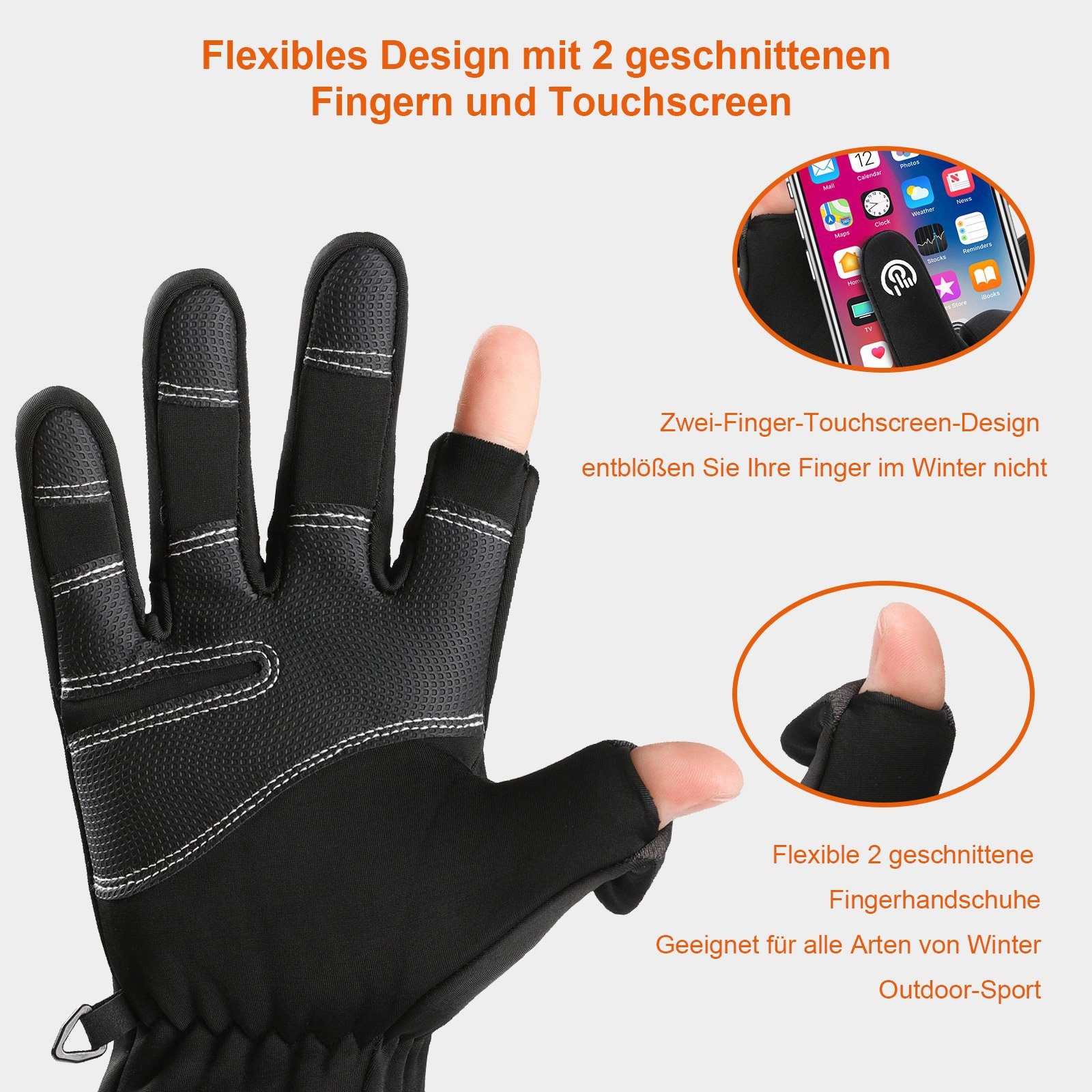 Qelus Fahrradhandschuhe Schwarz Fahrradhandschuhe Fahren Warm Handschuhe Motorradhandschuhe Fingerlos