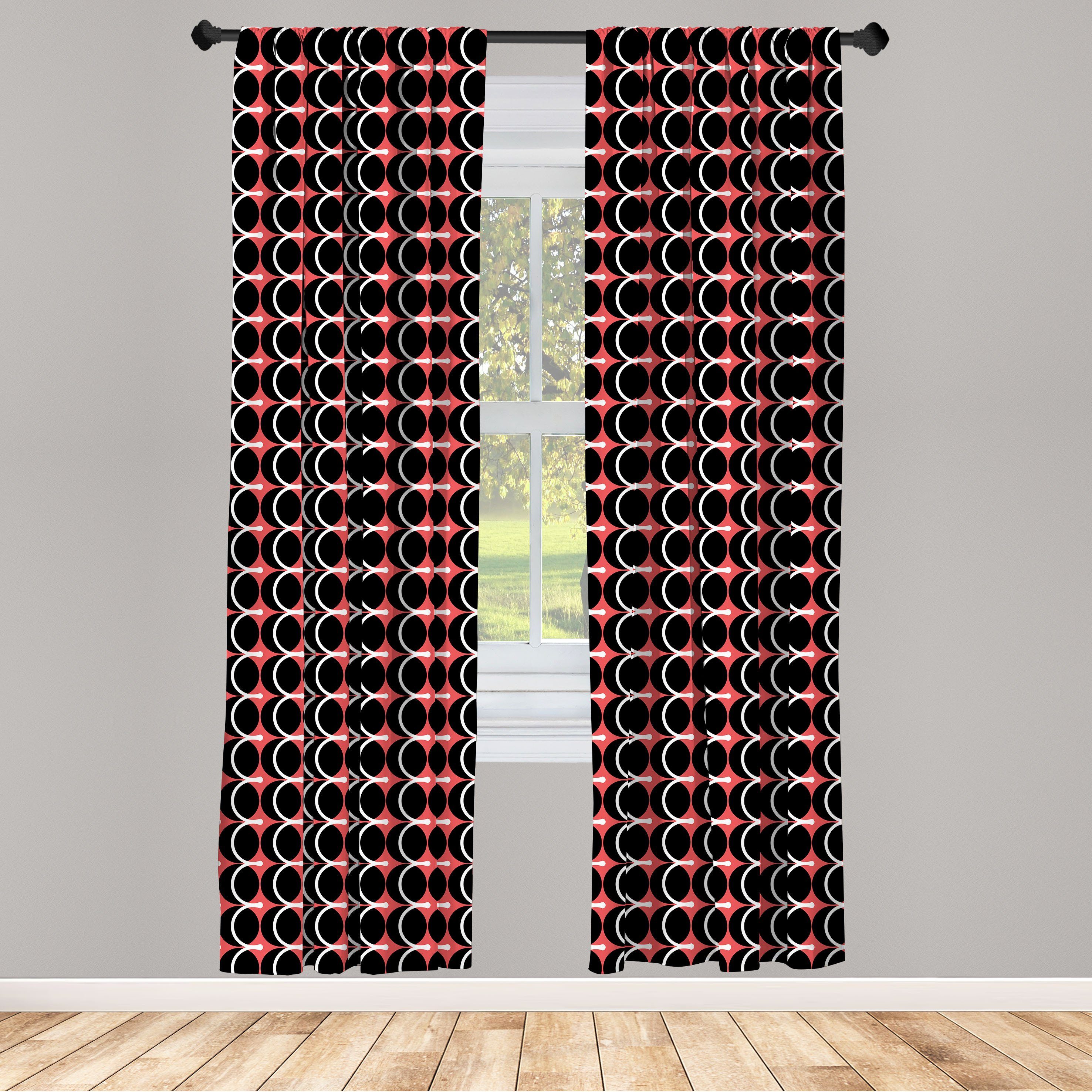 Gardine Vorhang für Wohnzimmer Schlafzimmer Dekor, Abakuhaus, Microfaser, Abstrakt Runde und die geschwungenen Streifen