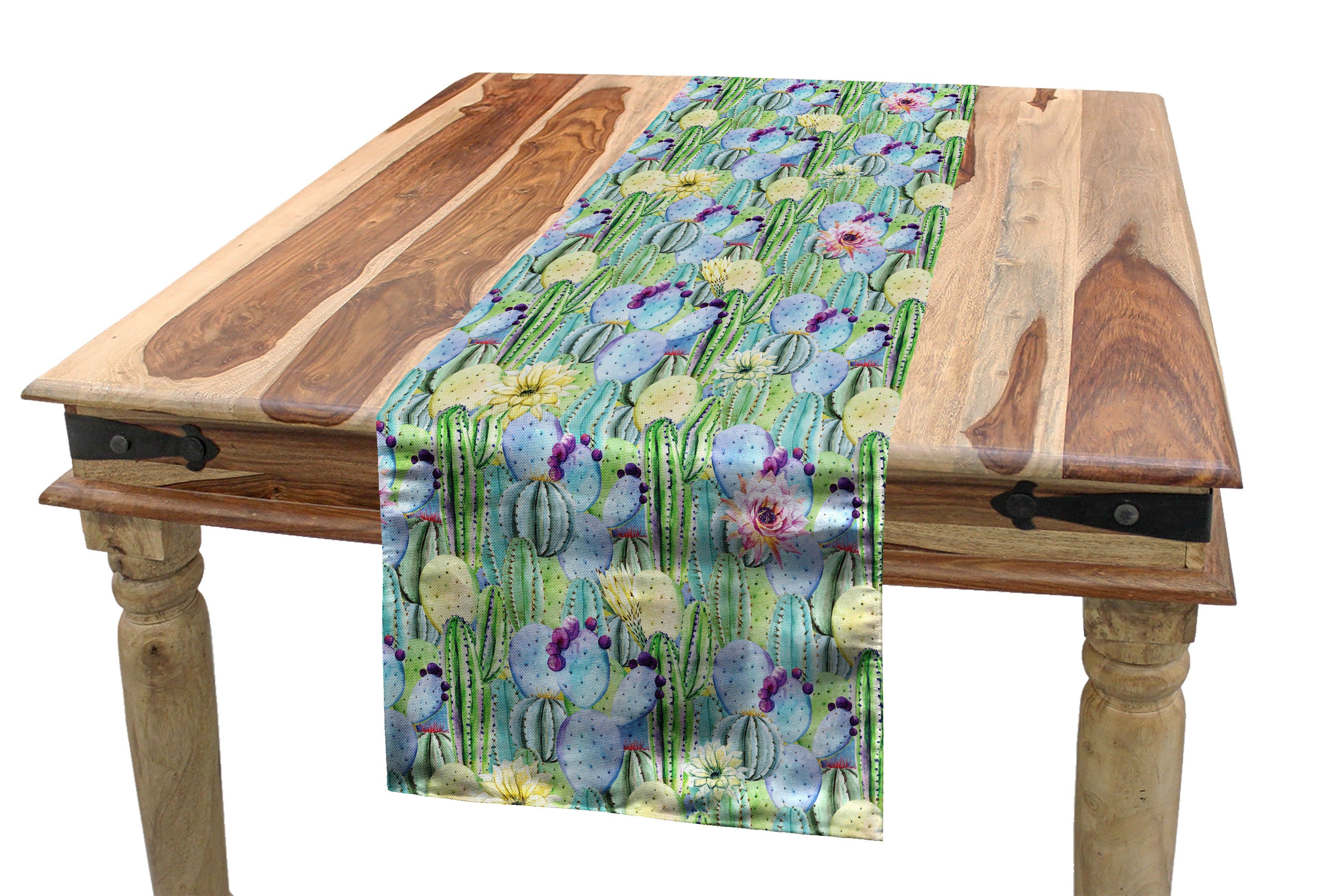 Abakuhaus Tischläufer Esszimmer Küche Rechteckiger Dekorativer Tischläufer, Pflanze Cactus Knospen Typen Muster