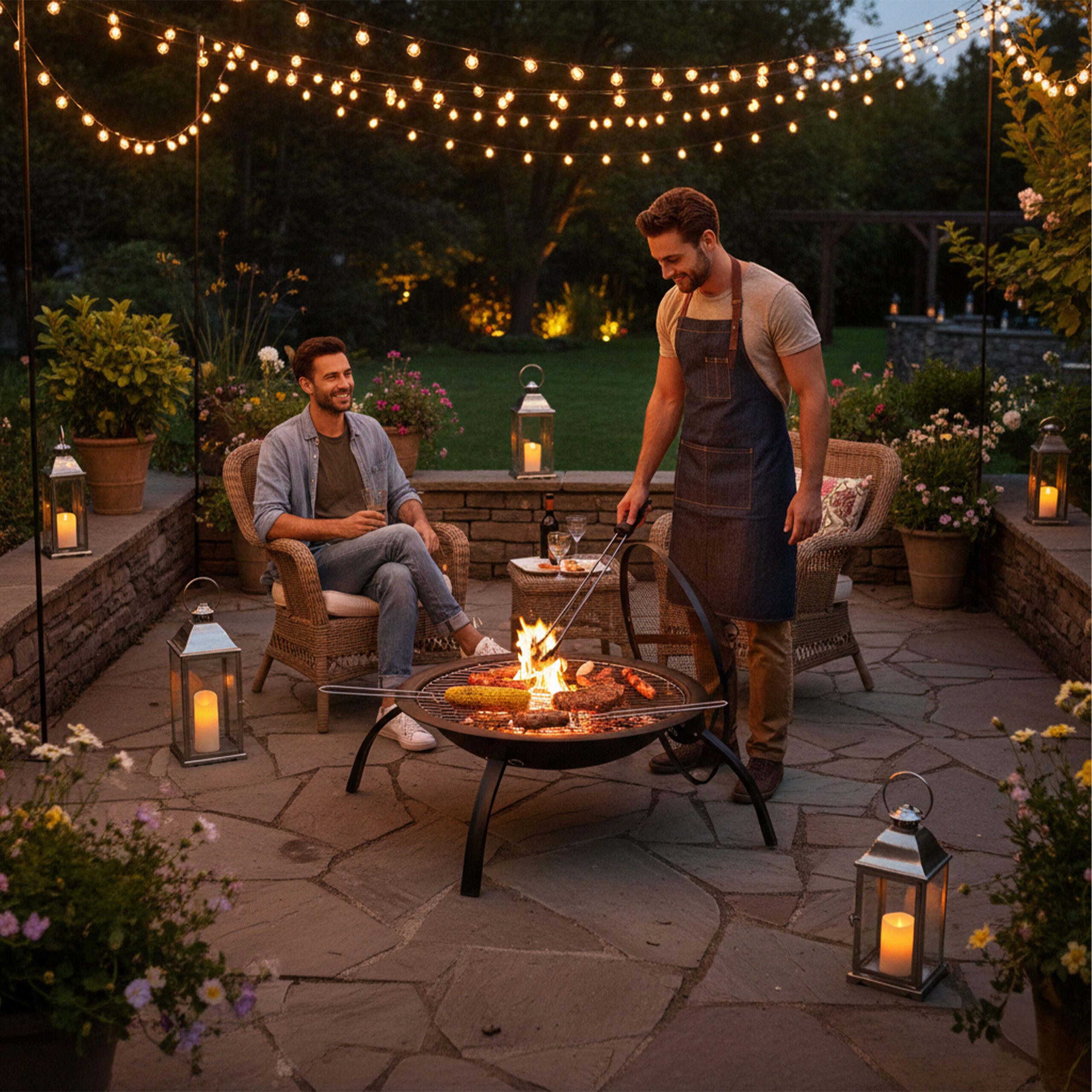 relaxdays Feuerschale XL Feuerschale mit Grillzubehör, (7-St), mit Tragetas günstig online kaufen