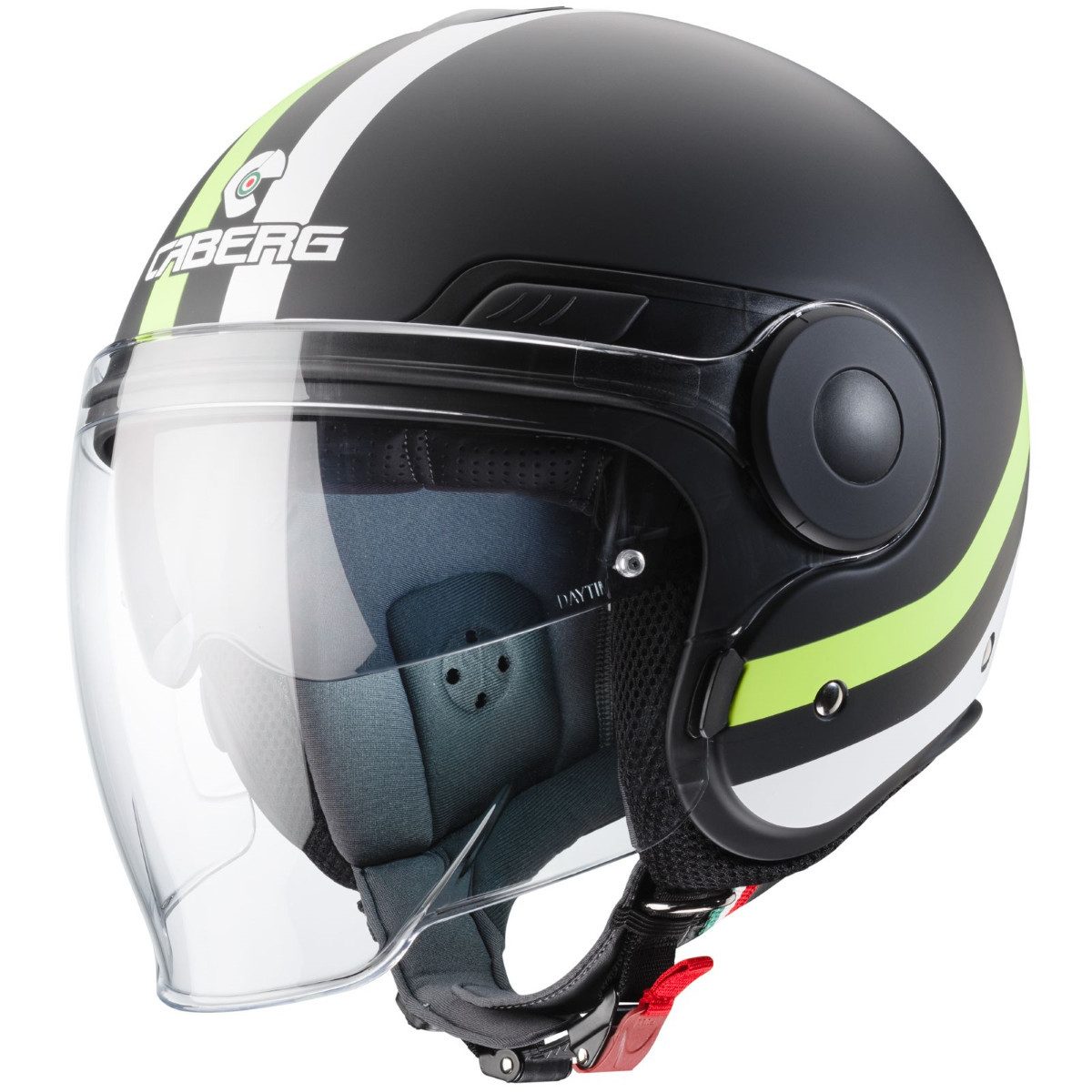 Motorradhelm Caberg Uptown Chrono matt-schwarz / weiß-fluo-gelb