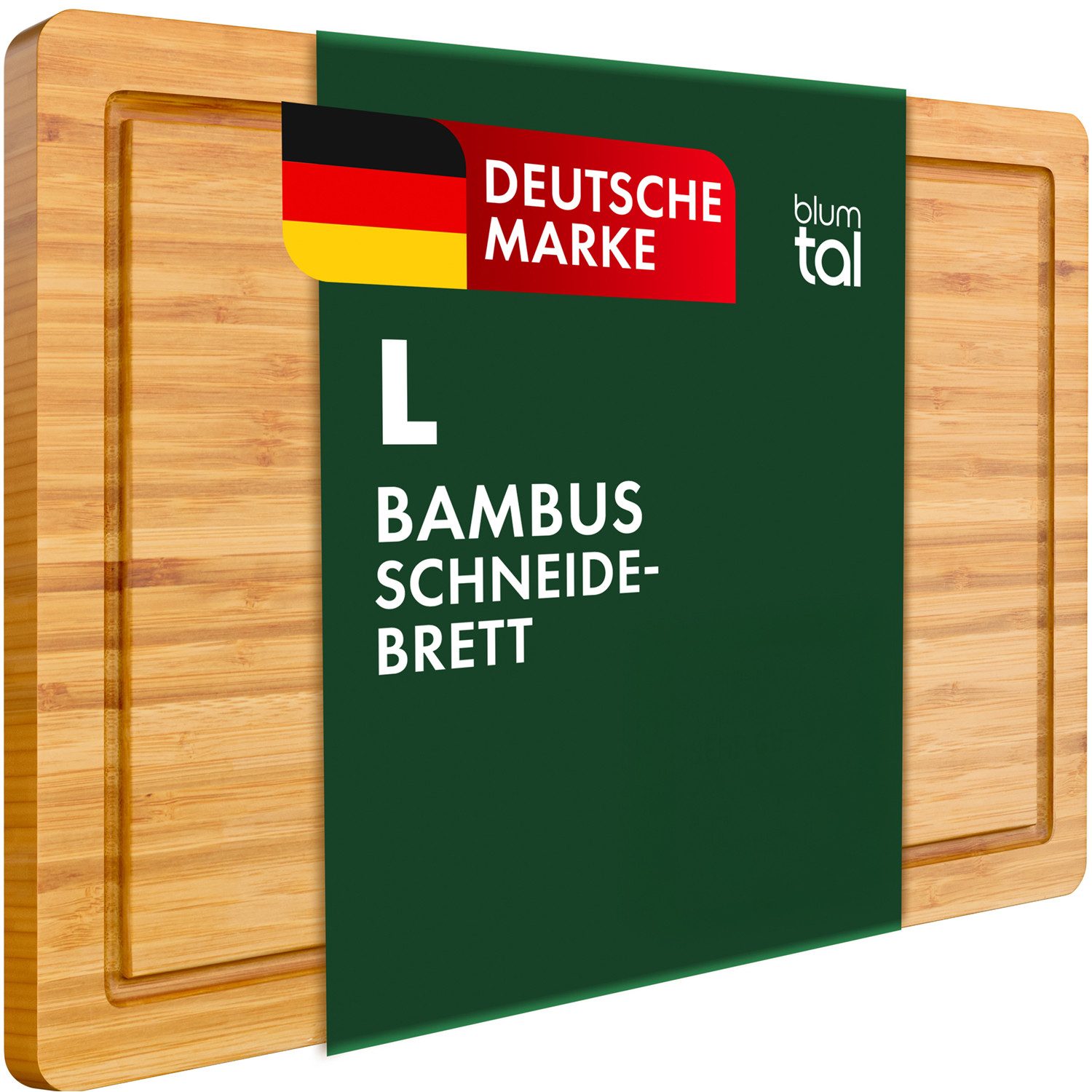 Blumtal Schneidebrett 100% Bambus antiseptisches, 2cm dickes massives Brett, Holz, Bambus, massiv mit praktischer Saftrille