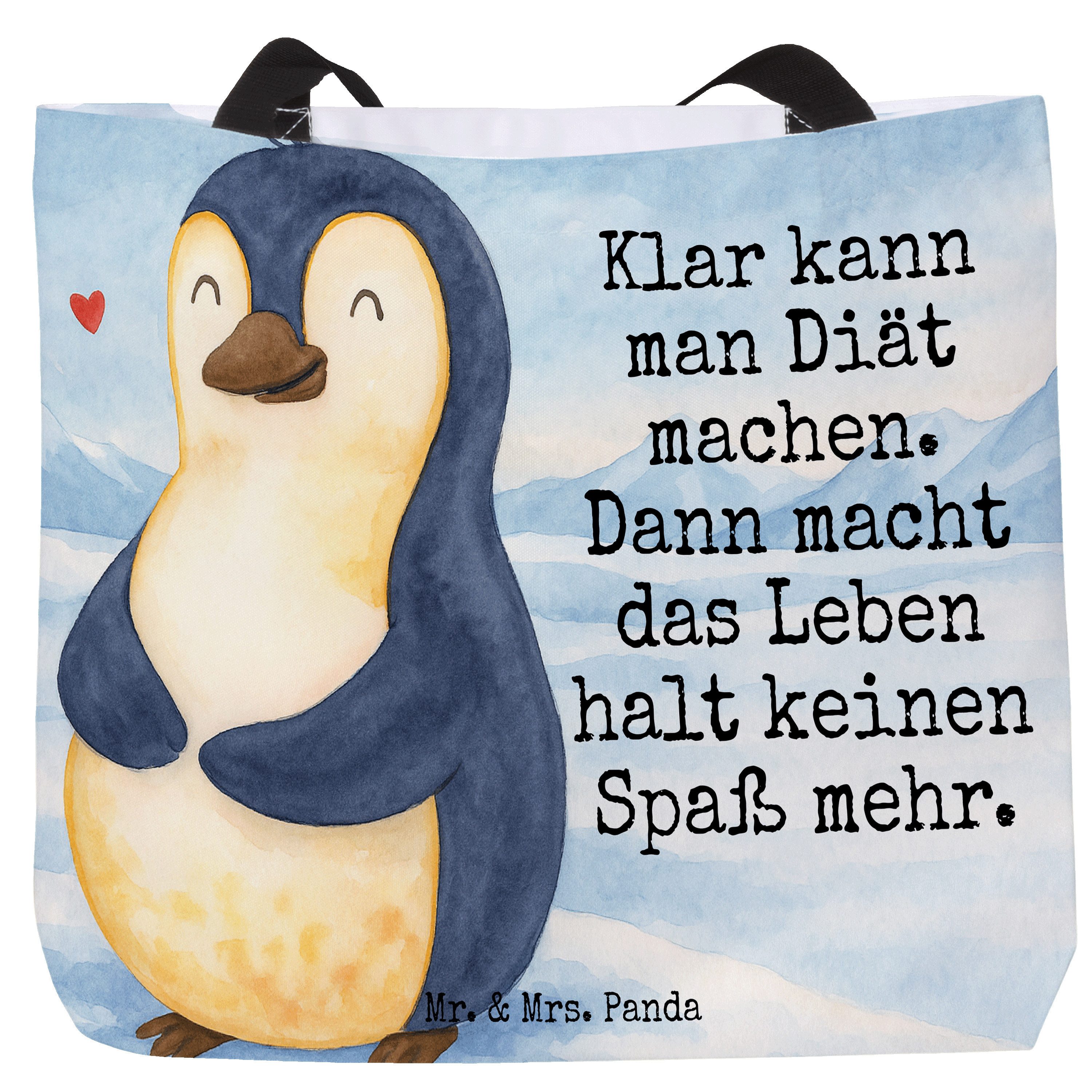 Shopper Pinguin Diät Design, Tote Bag, Weiß, Büchertasche, Gewicht, Bag, Tasc