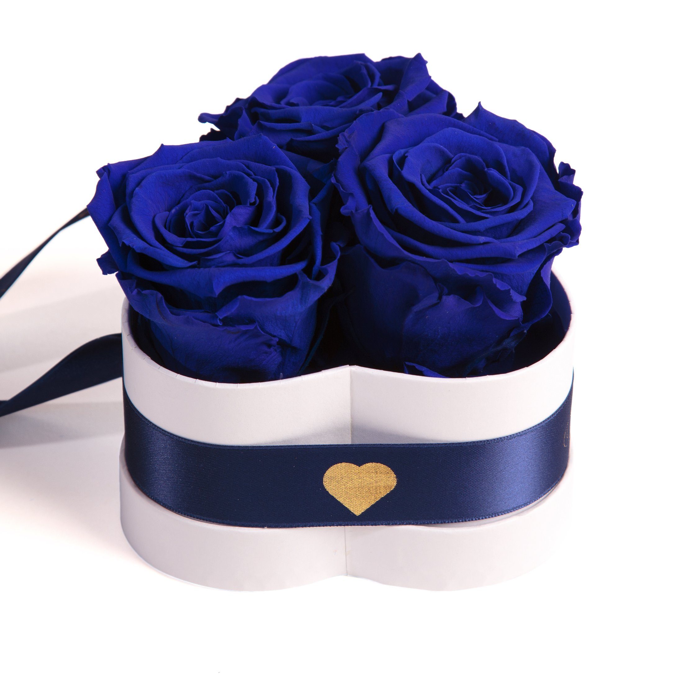 Kunstblume Mama Heidelberg, blau haltbar 3 Infinity Rosen bist Du Geschenk Blumen echte SCHULZ Jahre Höhe mein Rosenbox 3 ROSEMARIE Geschenkbox Herz Rose, cm, 10