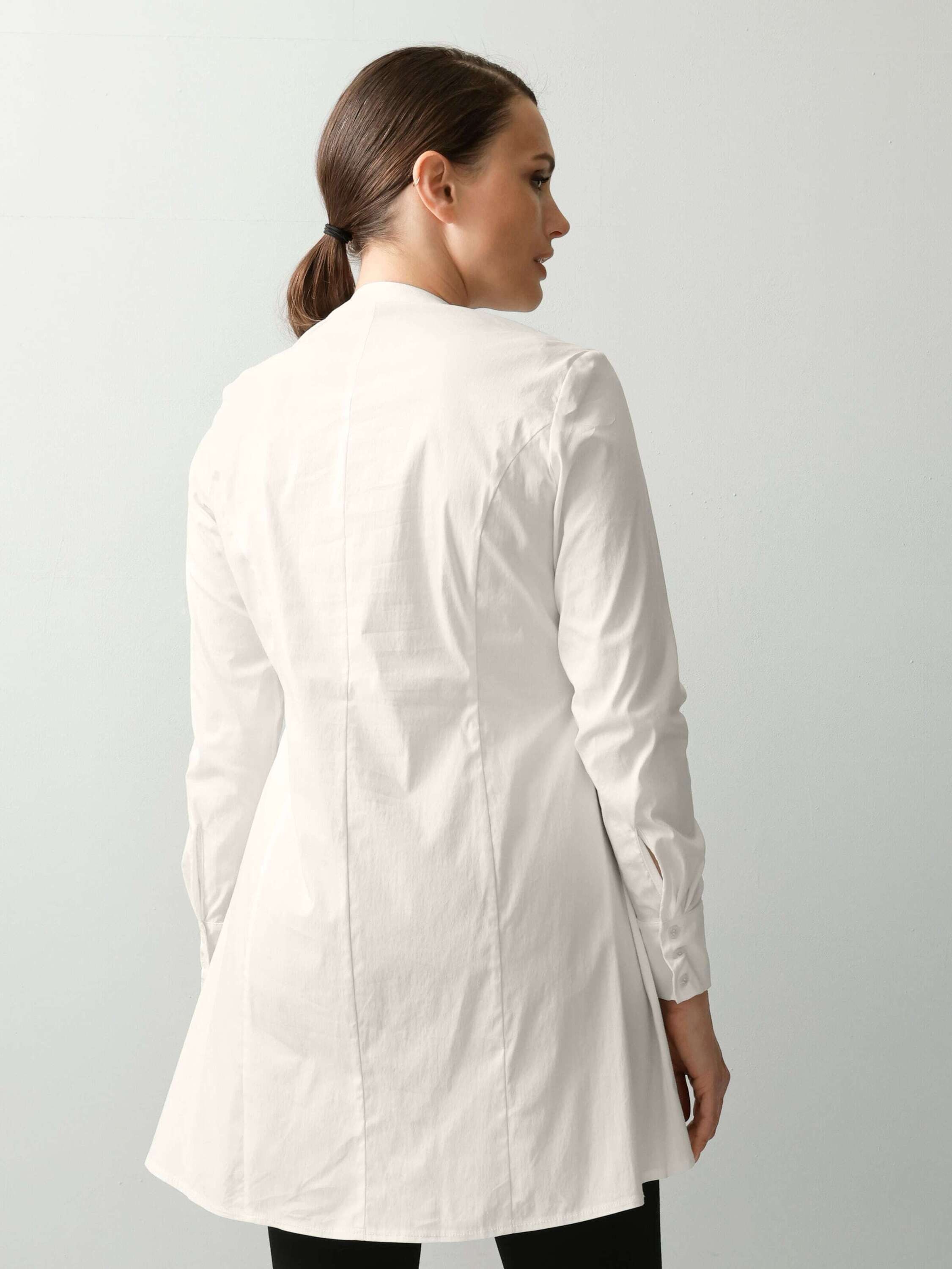 Alba Moda Langarmbluse Longbluse mit Zierfalten