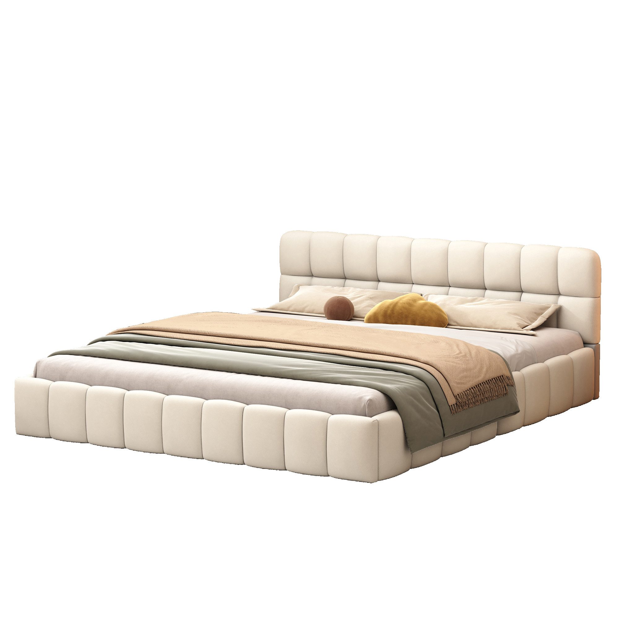 NMCXXO Polsterbett Elegantes Polsterbett mit Kopfteil – Stilvoll & Komfortabel (ohne Matratze), Modernes Bett mit hochwertigem gepolstertem Kopfteil – Bild 4 von 5