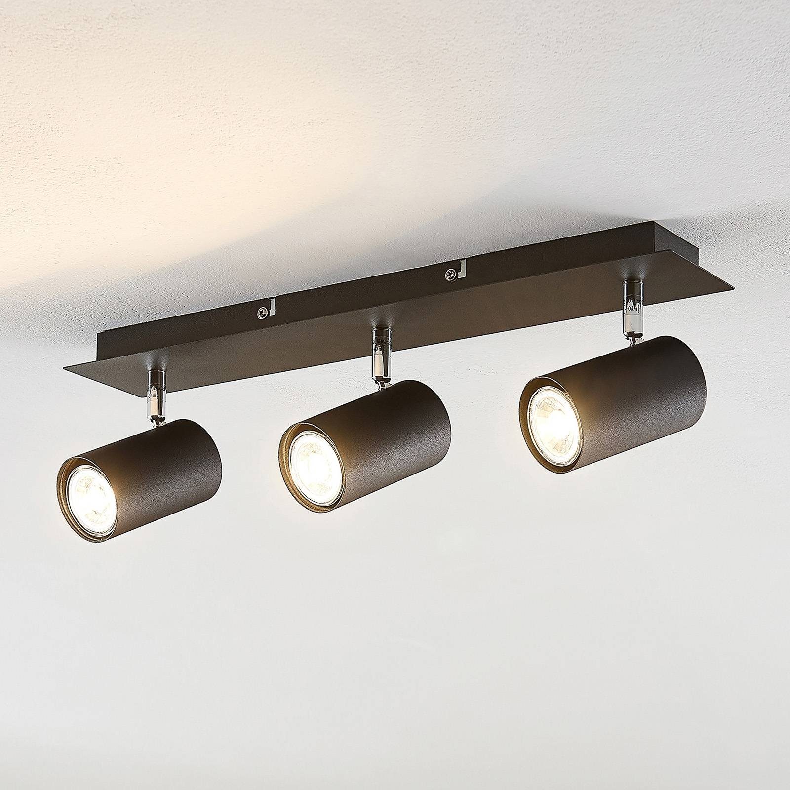Lindby Deckenstrahler Joffrey, Metall, Schwarz IP20, 3 x 10 W LED