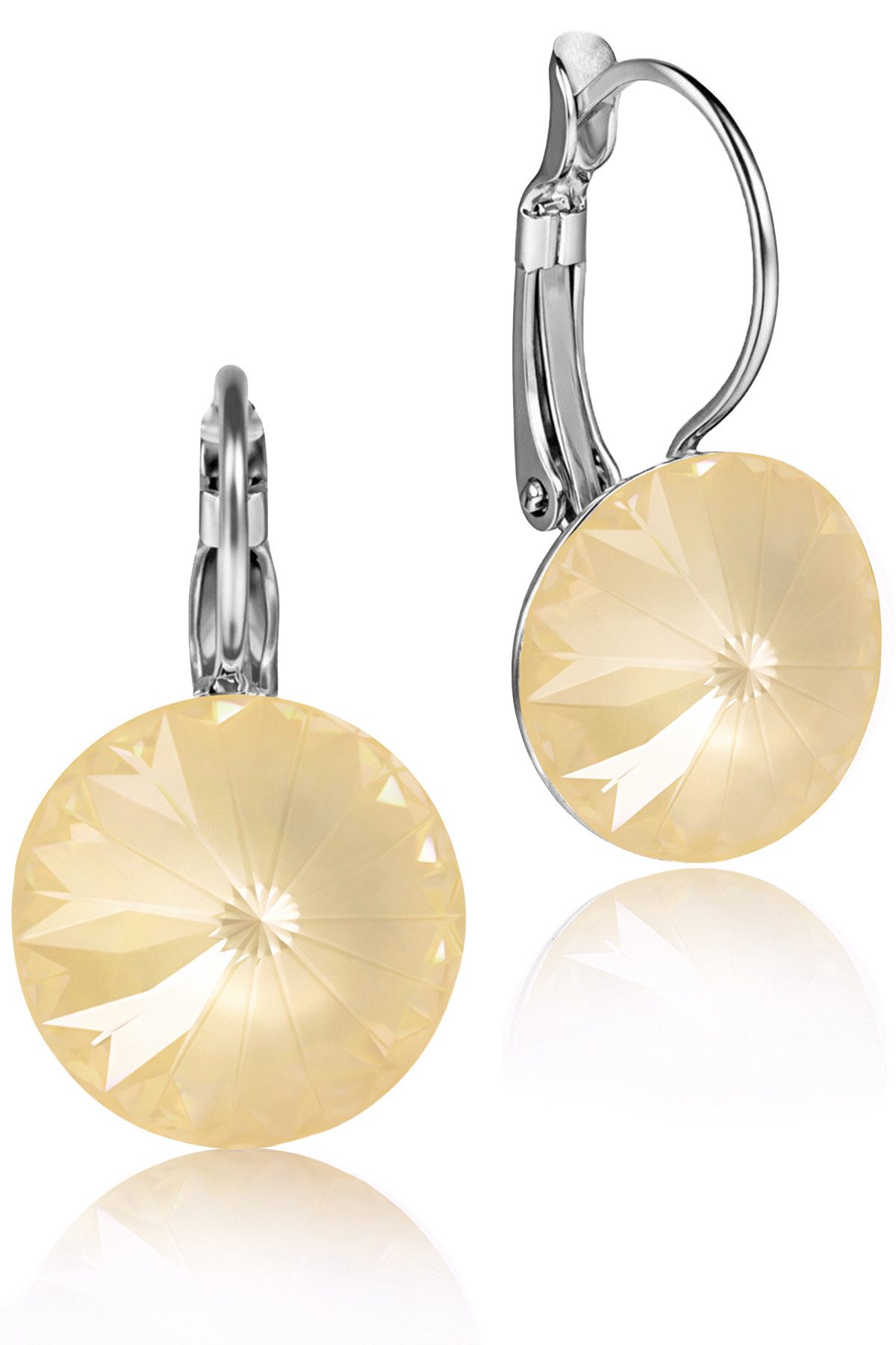 LUISIA® Paar Ohrhänger Silberne Ohrringe "Rivoli" mit 12 mm Kristallen von Swarovski® (2-tlg., inkl. Schmuckbox), Große Farbauswahl