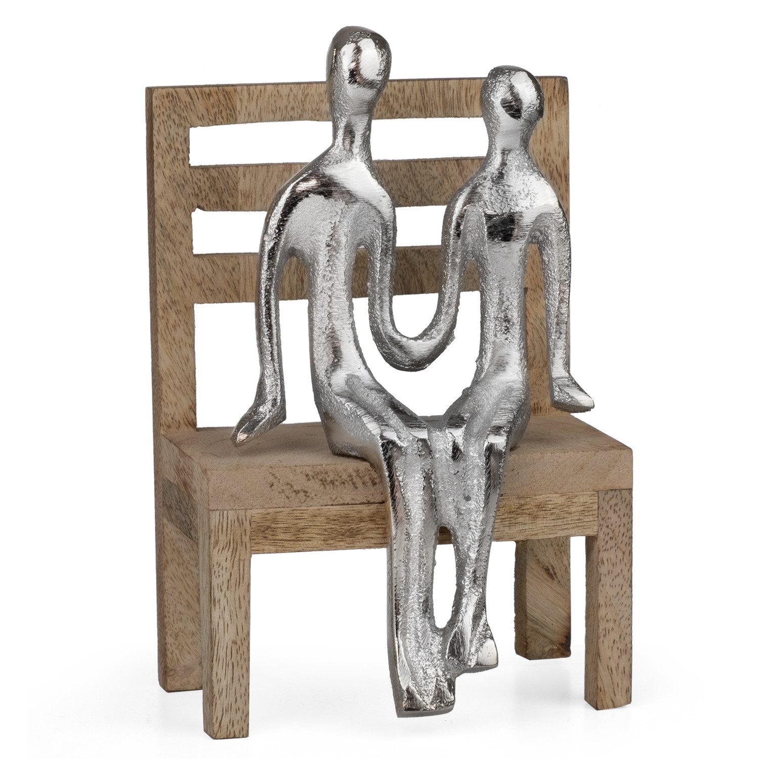 Moritz Skulptur Dekofigur Paar auf Bank aus Aluminium und Holz, Holz, Tisch günstig online kaufen