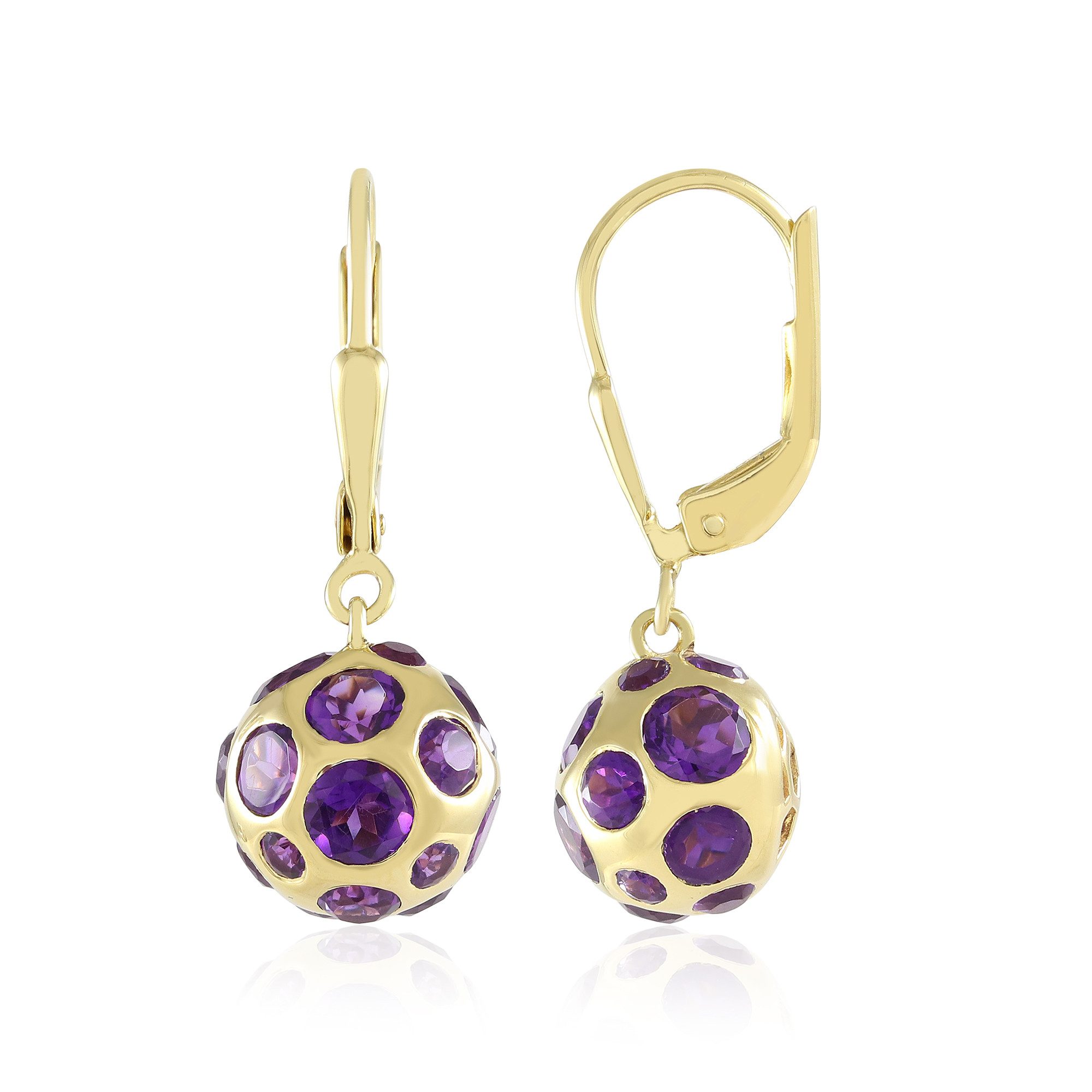 Ohrring-Set Sambische Amethyst-Ohrringe aus vergoldetem Silber