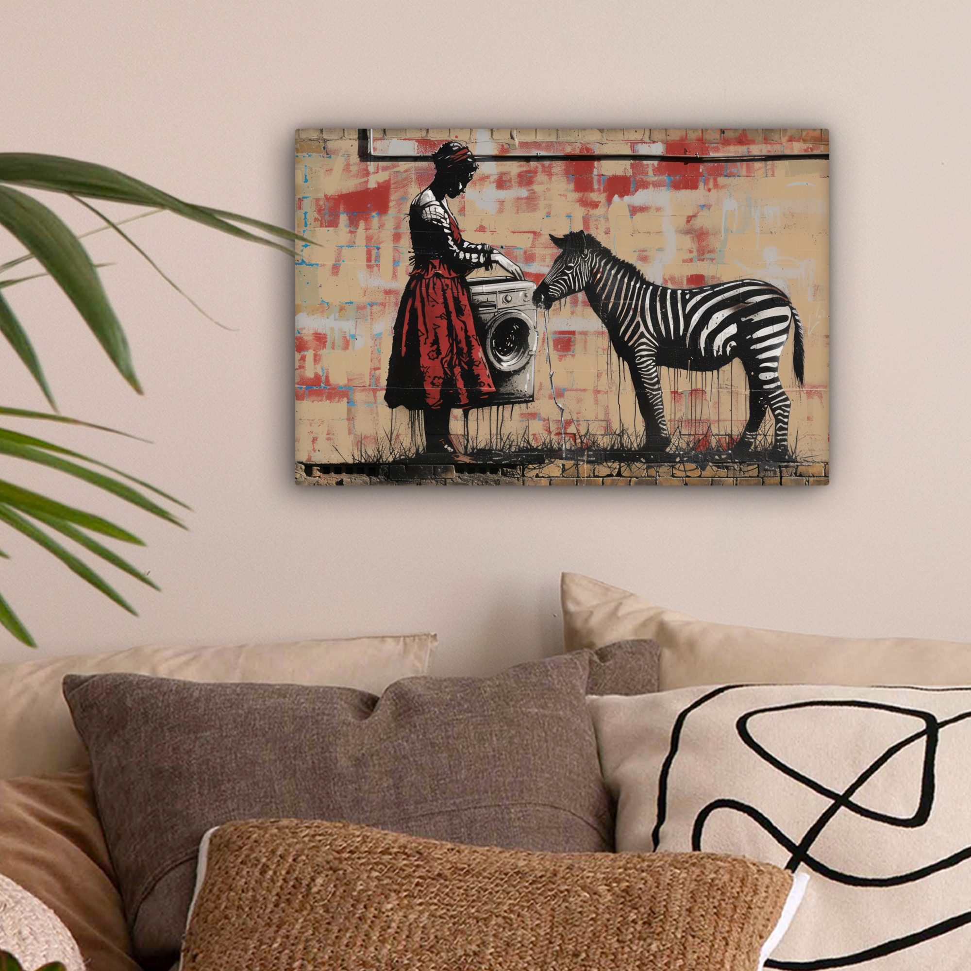 OneMillionCanvasses® Leinwandbild Straßenkunst - Zebra - günstig online kaufen