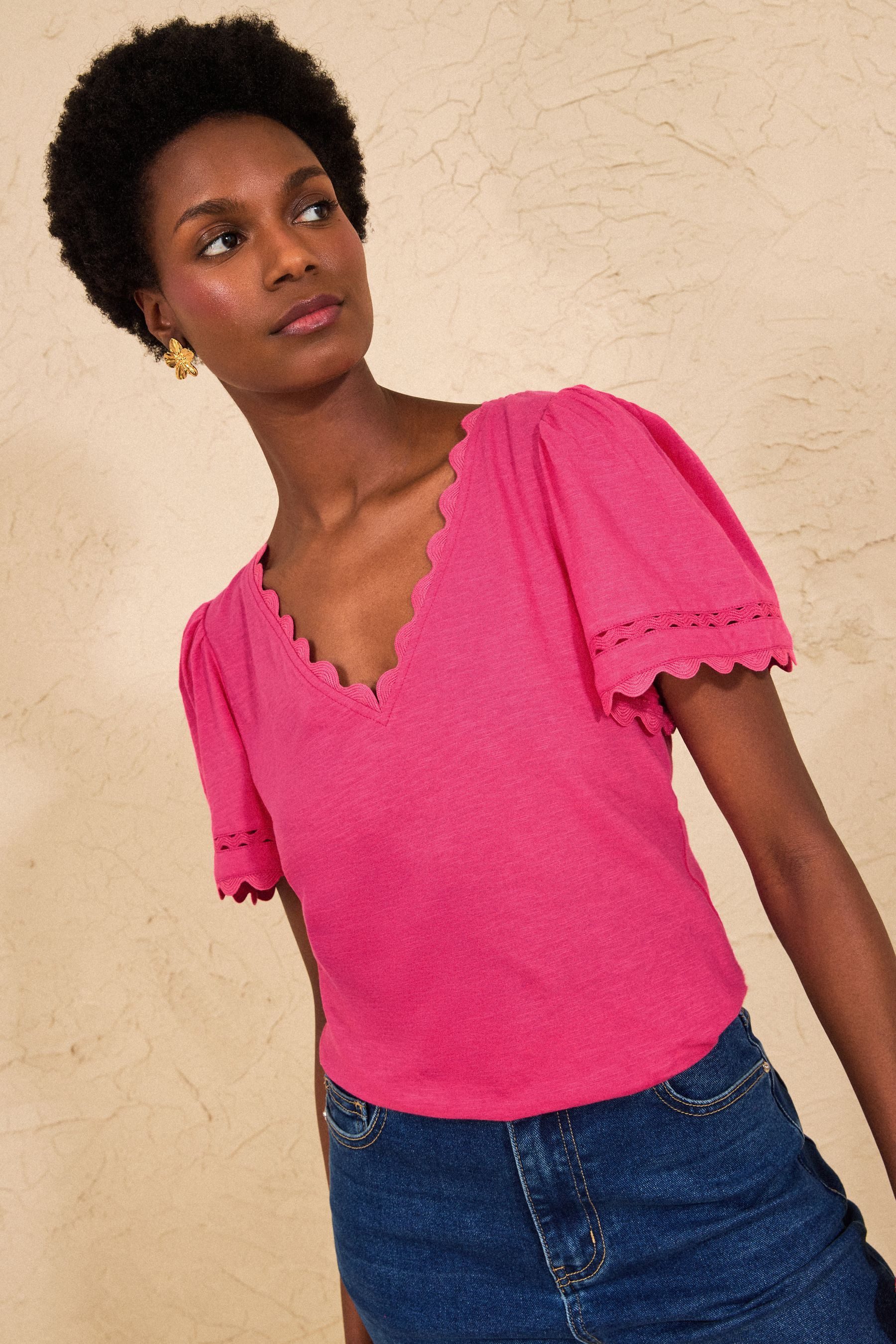 Love & Roses V-Shirt Love & Roses T-Shirt mit V-Ausschnitt, Regular (1-tlg)