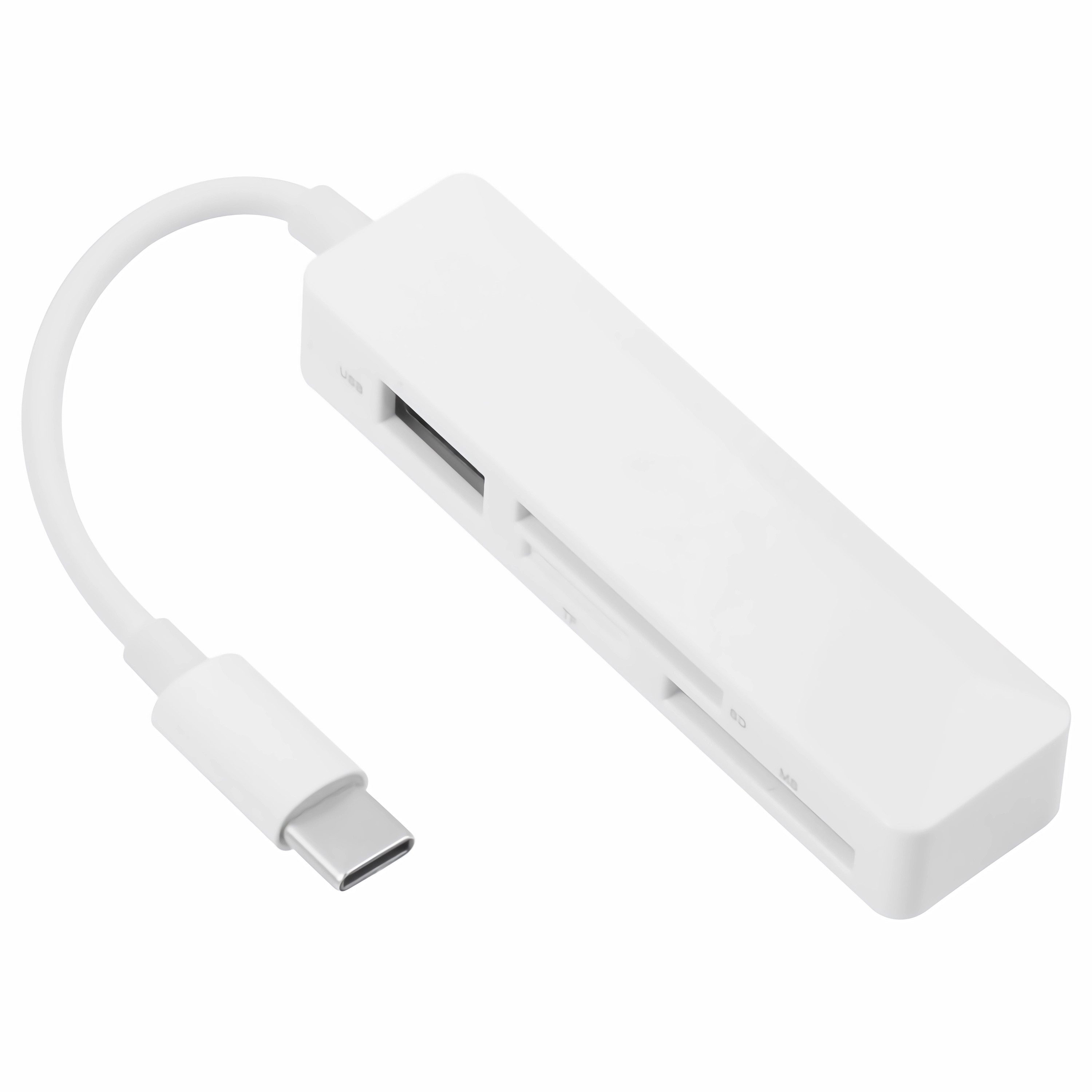 Bolwins Speicherkartenleser M47 USB C zu USB 2.0, SD, MicroSD/TF, MS Kartenleser Adapter PC Laptop, Plug & Play Kartenleser-Funktion Datenübertragung Multifunktional